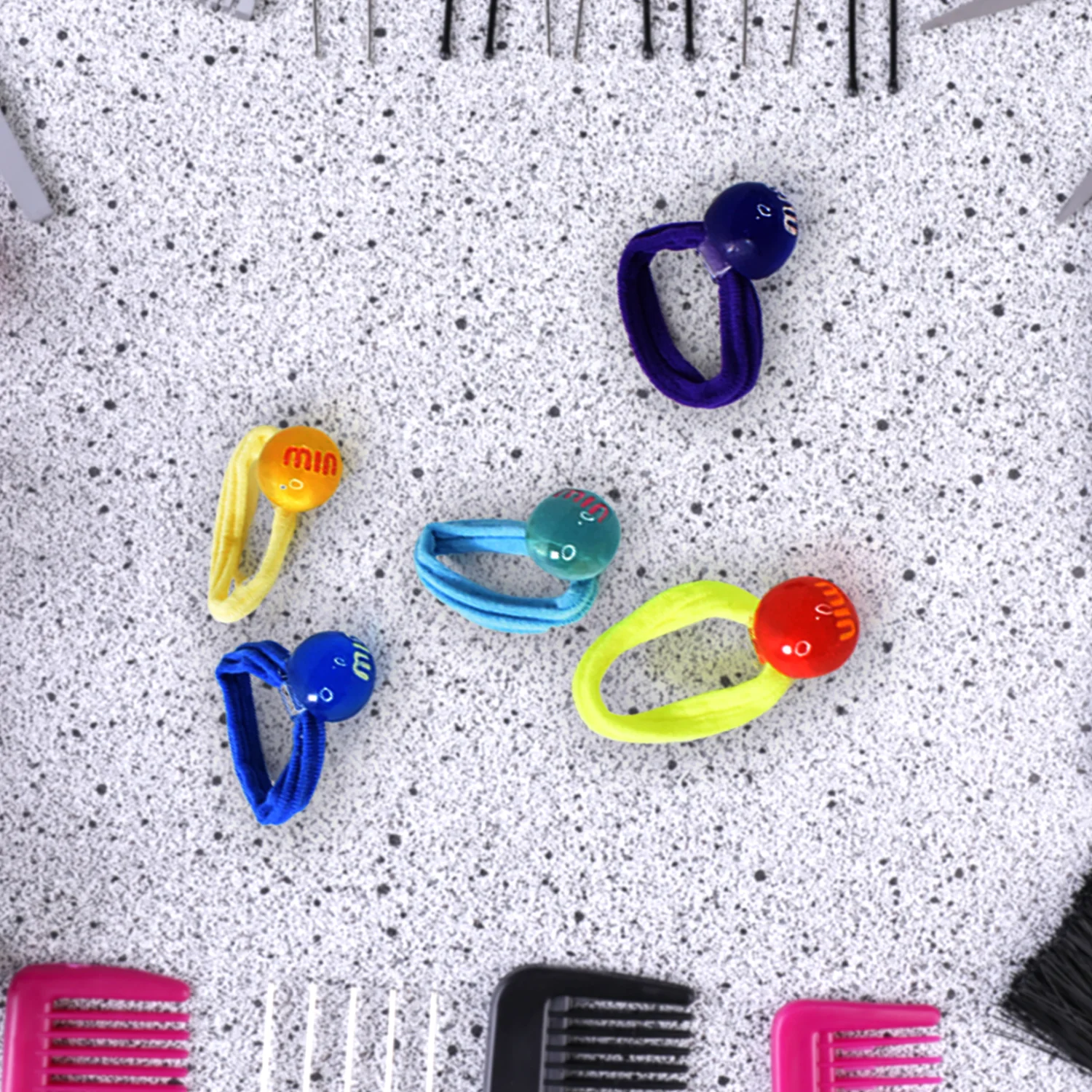 Small Ball Elastic Hairbands (Pack of 5 / Multicolour) - Image 5
