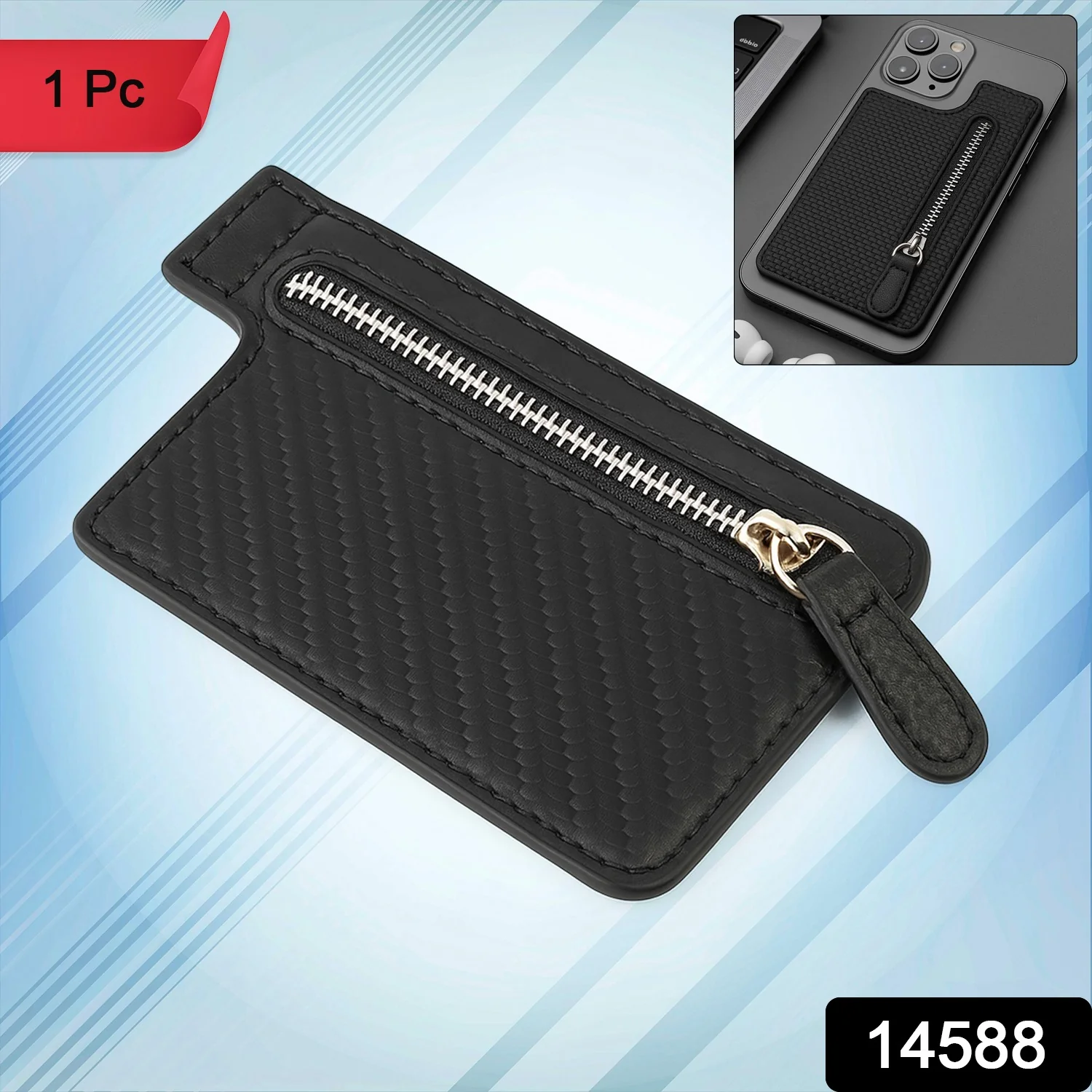 Black Adhesive Card phone Holder, Card Wallet Phone Attachment (1 Pc) - Image 2