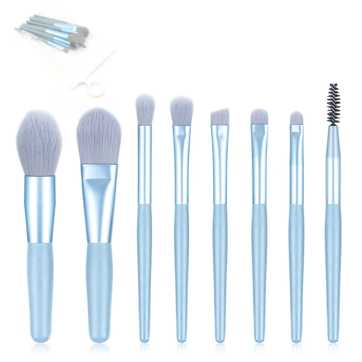 8-Piece Mini Makeup Brush Kit – Portable Premium Synthetic Set with Case (Mix Colors) - Image 4