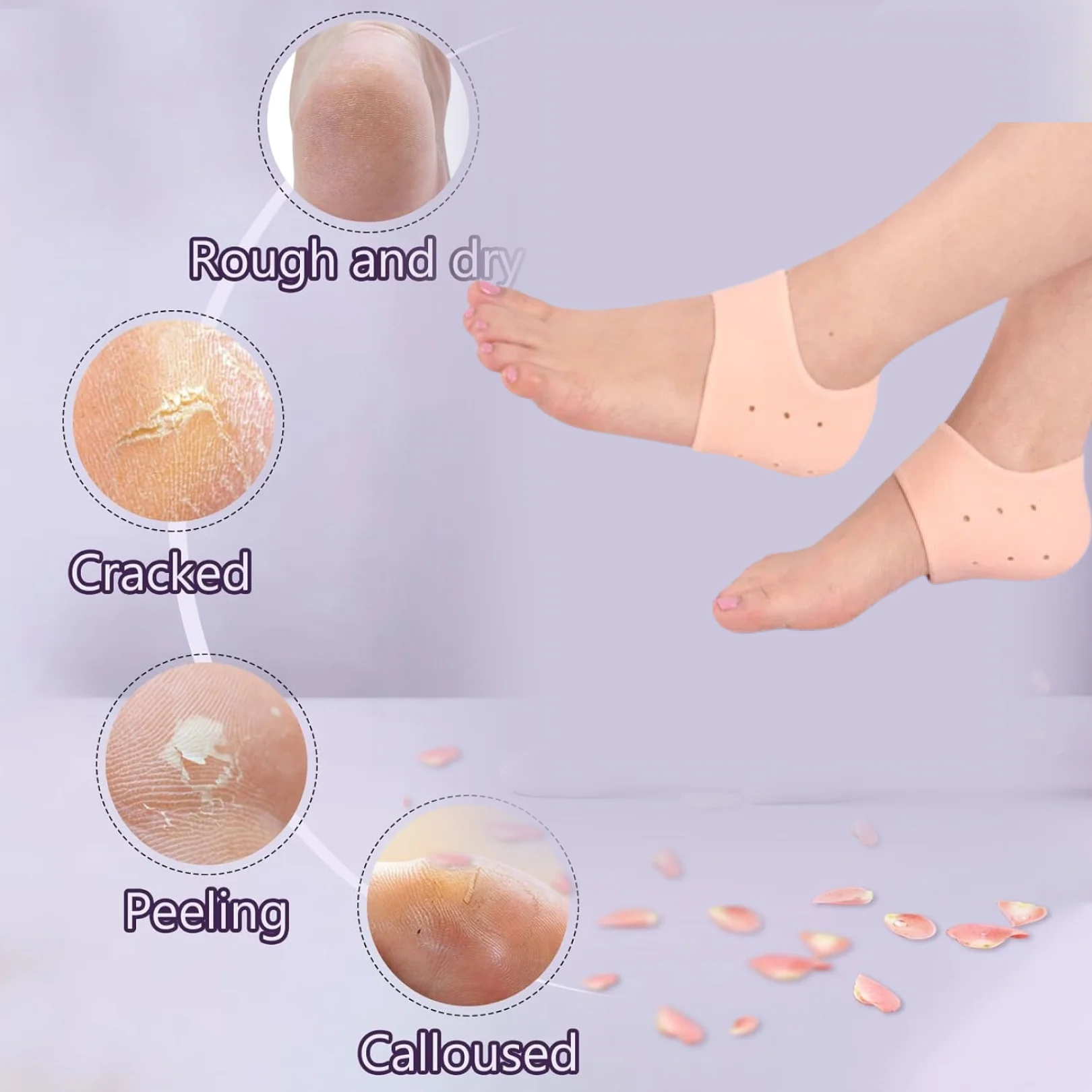Anti Crack Silicone Half Gel Heel And Foot Protector Moisturizing Socks - Image 2