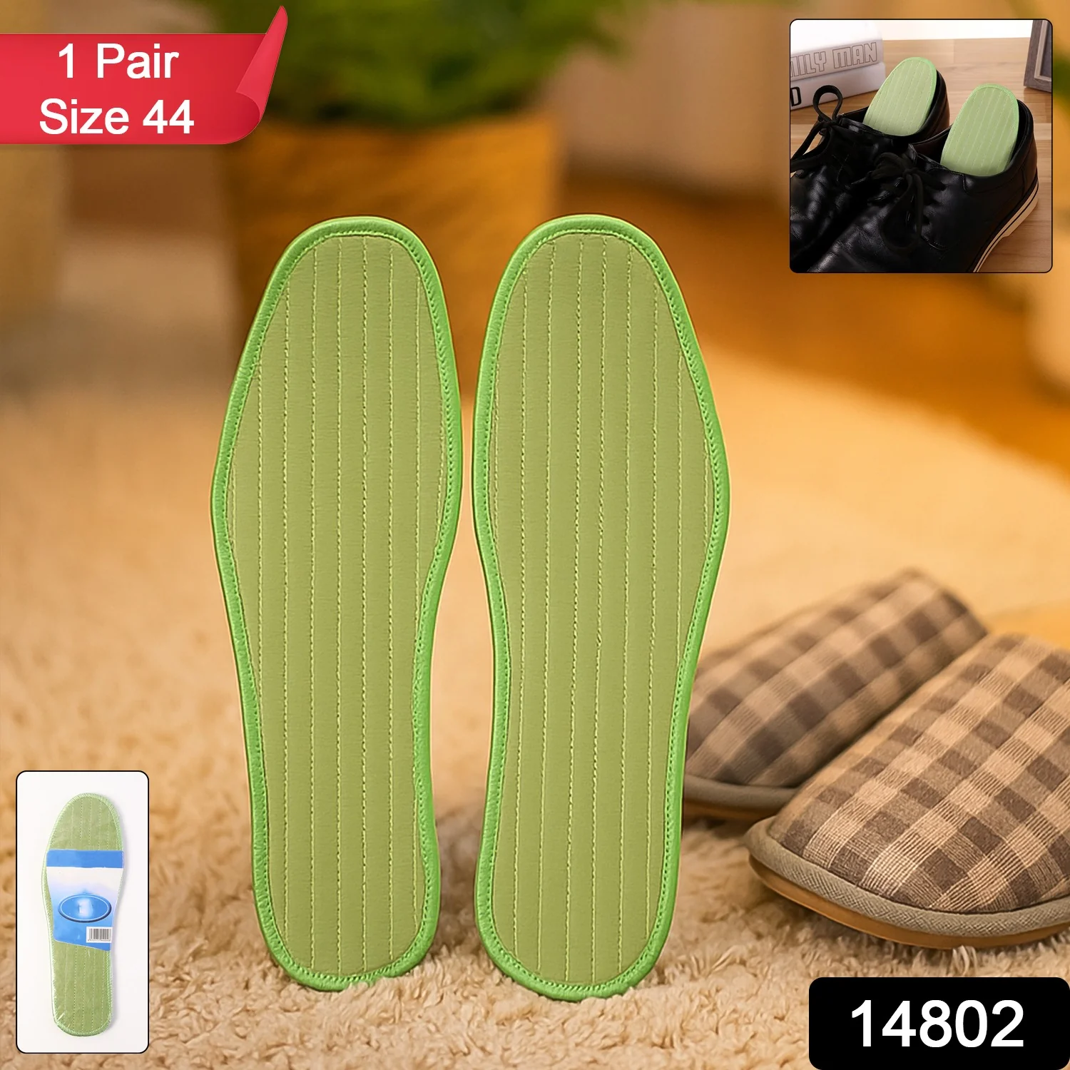 Premium Comfort Shoe Insoles for Daily Foot Support Size 44 (1 Pair / Mix Design) - Image 2