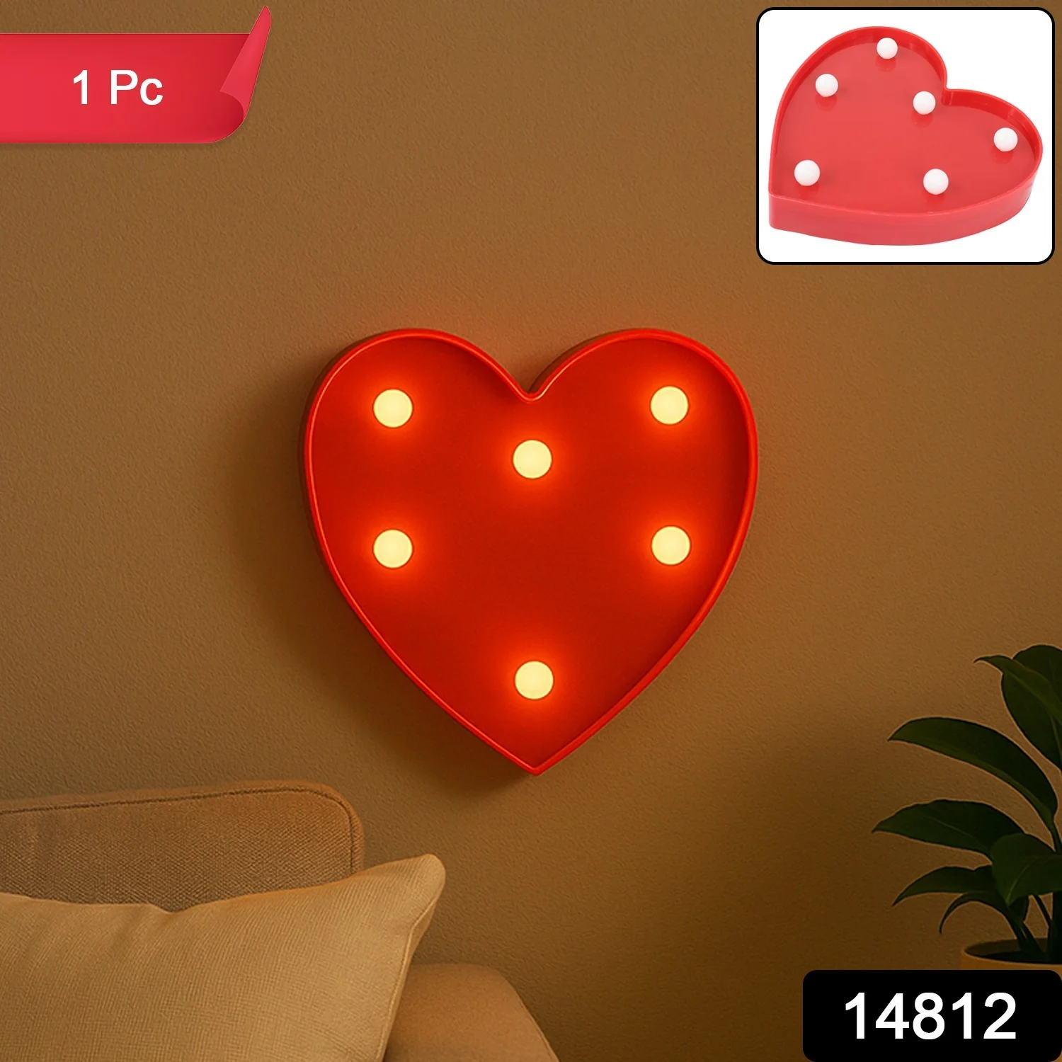 Heart Shape LED Decorative Night Light (1 Pc) - Image 2