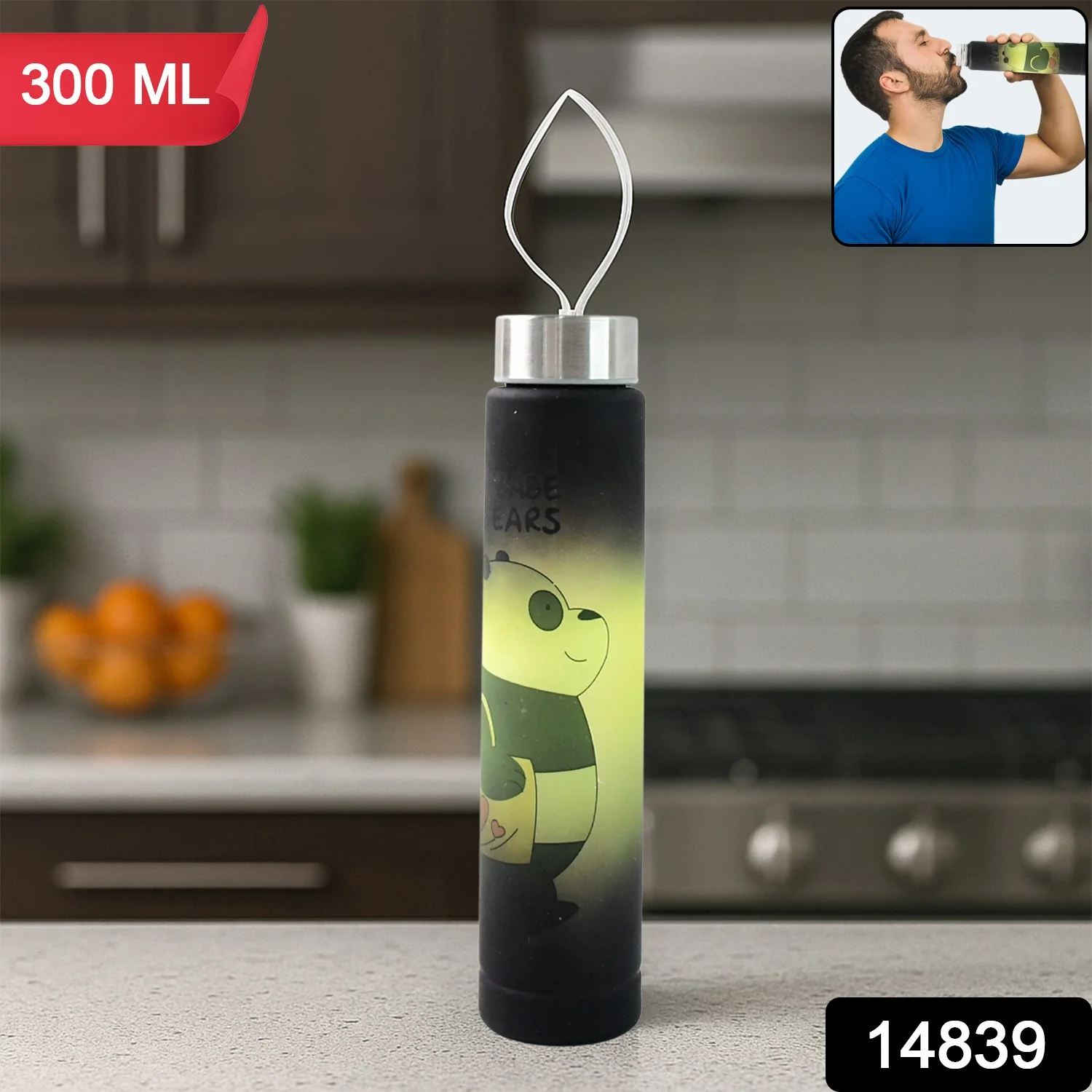 Cute Cartoon Printed Plastic Water Bottle (300 ML / 1 Pc) - Image 2