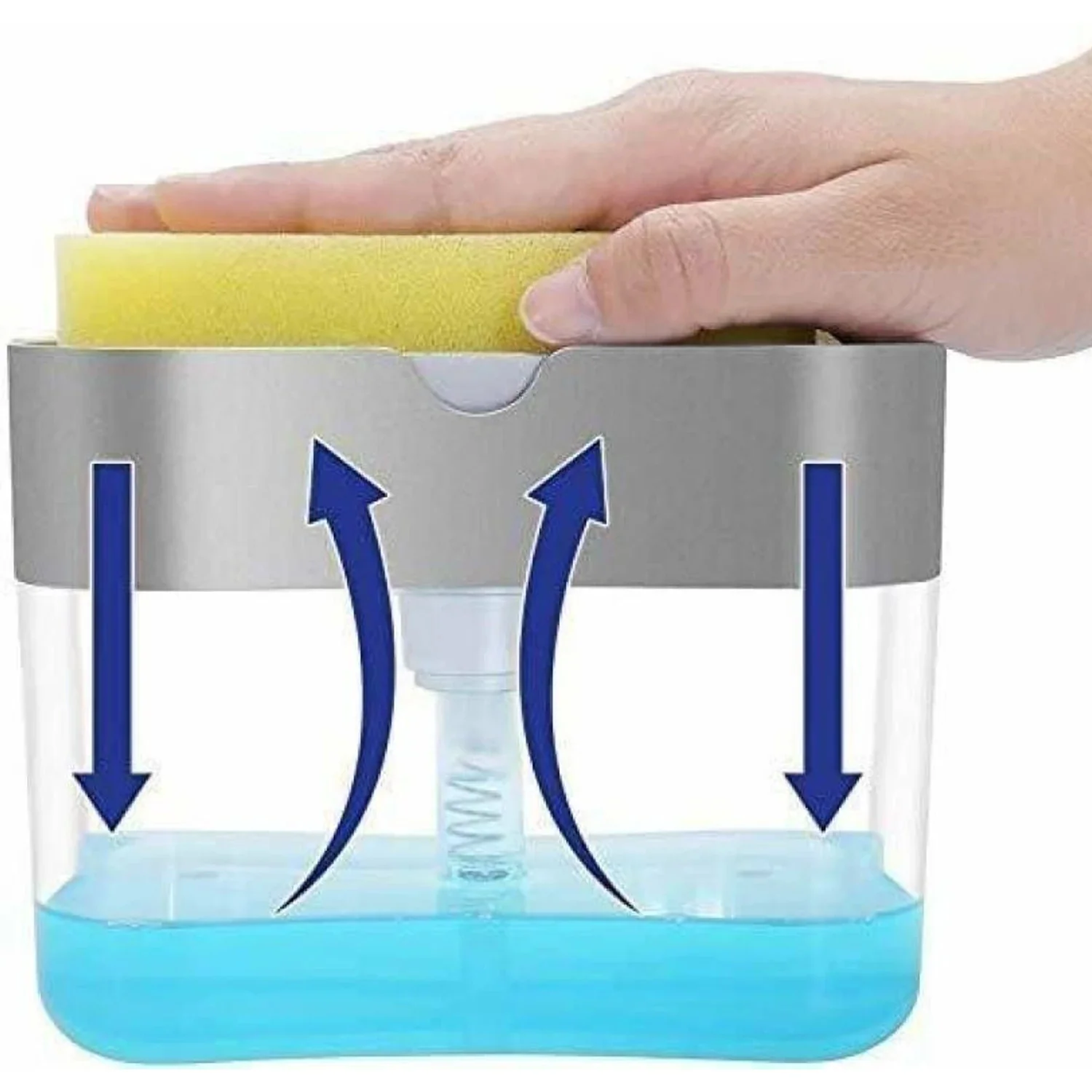 Liquid Soap Dispenser on Countertop with Sponge Holder For Pet - Image 7