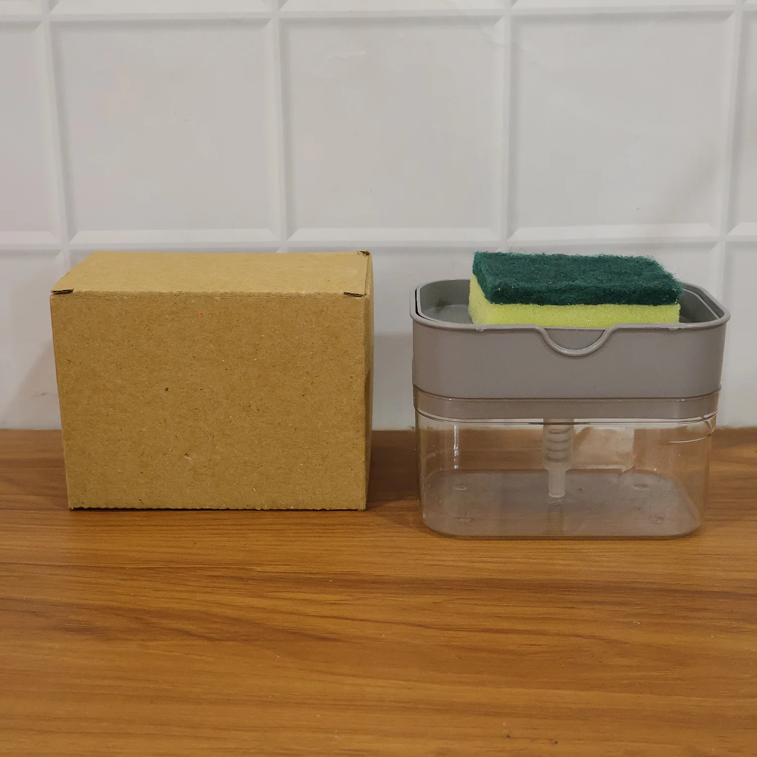 Liquid Soap Dispenser on Countertop with Sponge Holder For Pet - Image 9