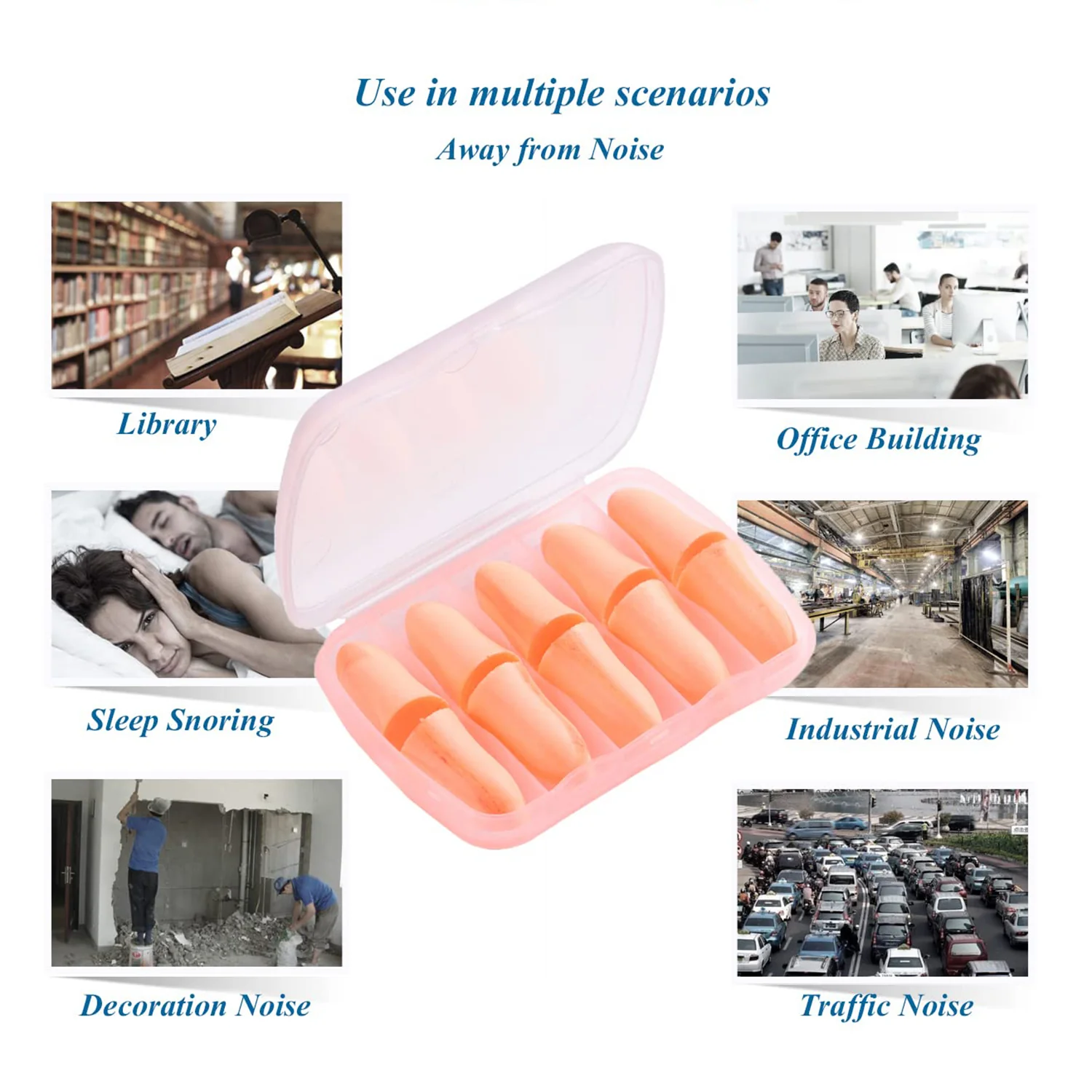 Foam Ear Plugs with Portable Storage Box (5 Pairs) - Image 3