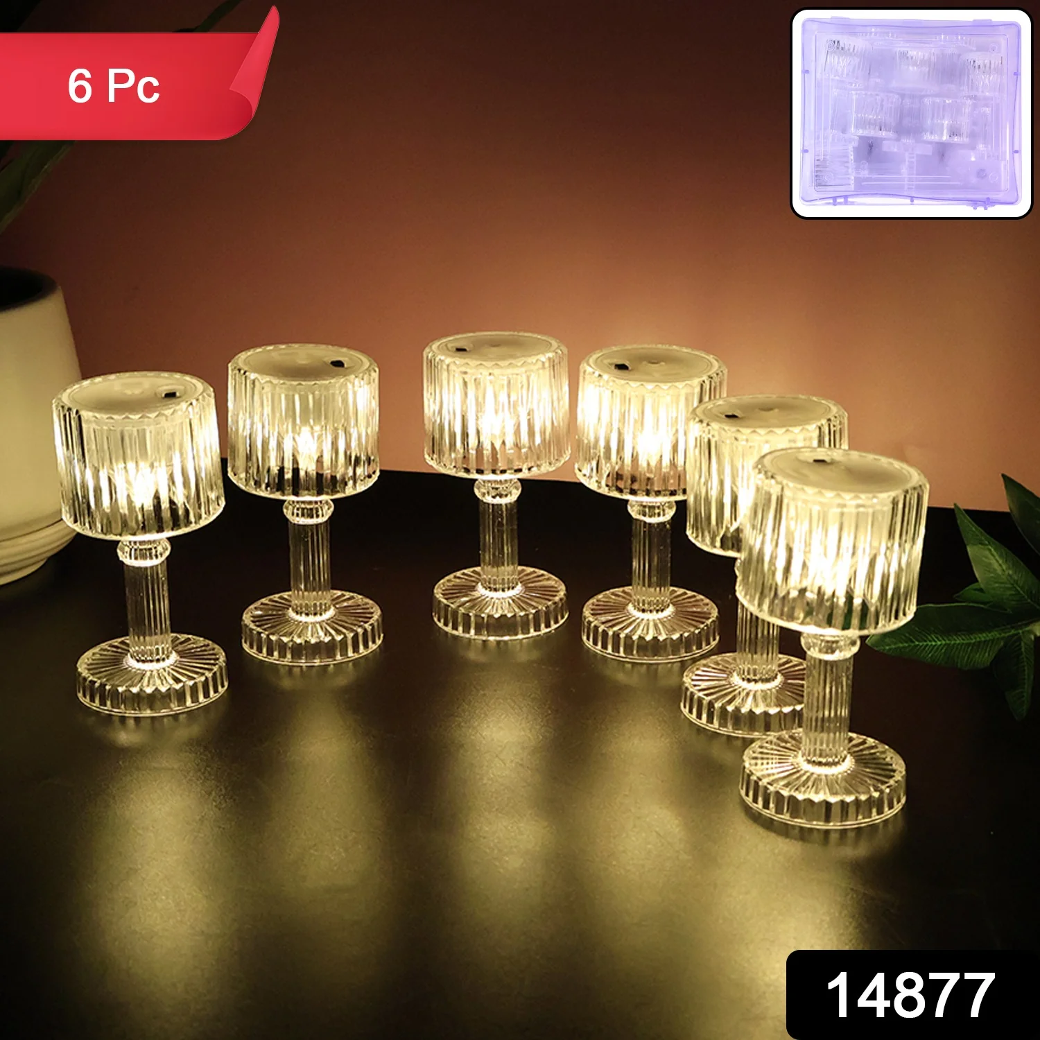 Set of 6 LED Crystal-Effect Table Lamps - Image 2