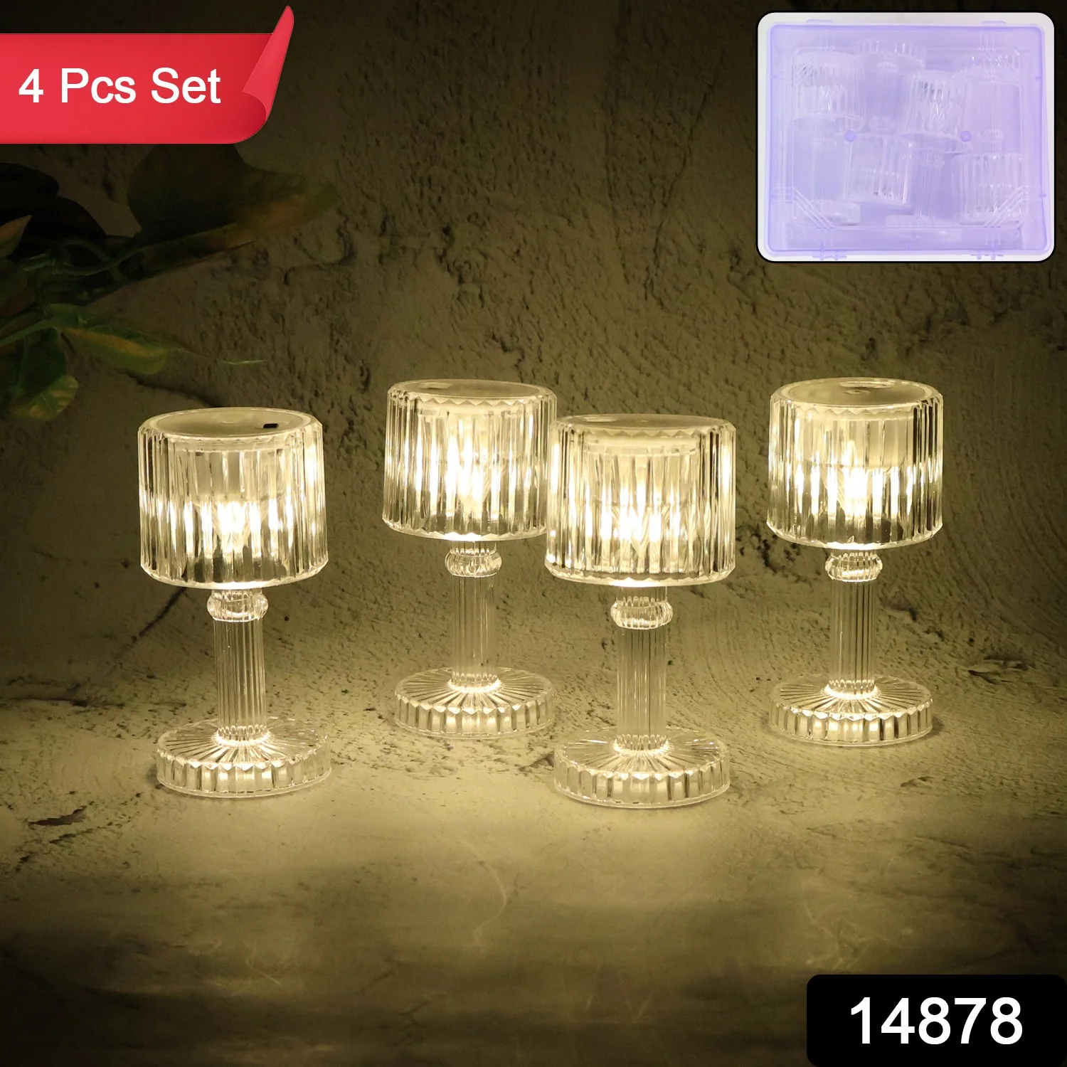 Set of 4 LED Crystal-Effect Table Lamps - Image 2