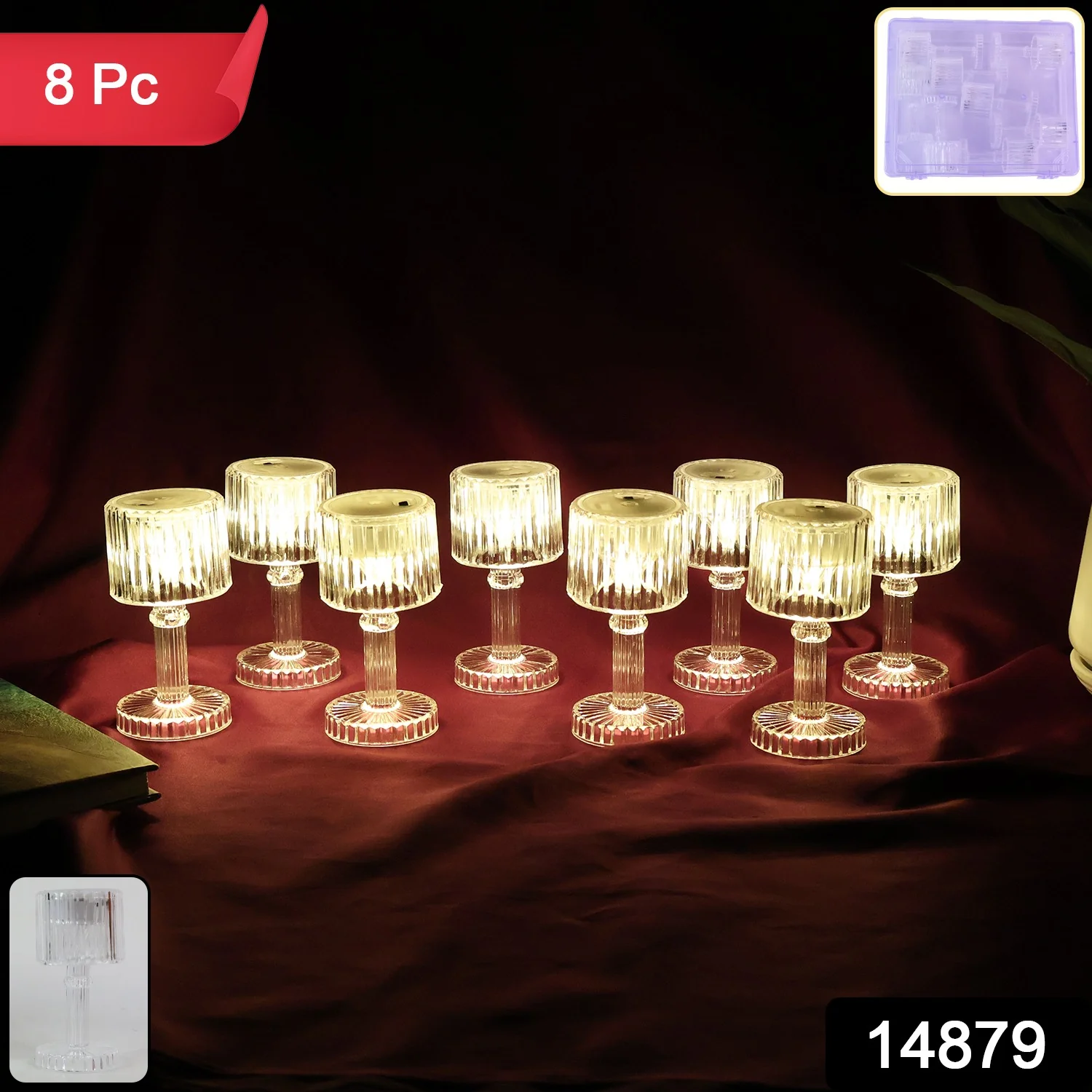 Set of 8 LED Crystal-Effect Table Lamps - Image 2
