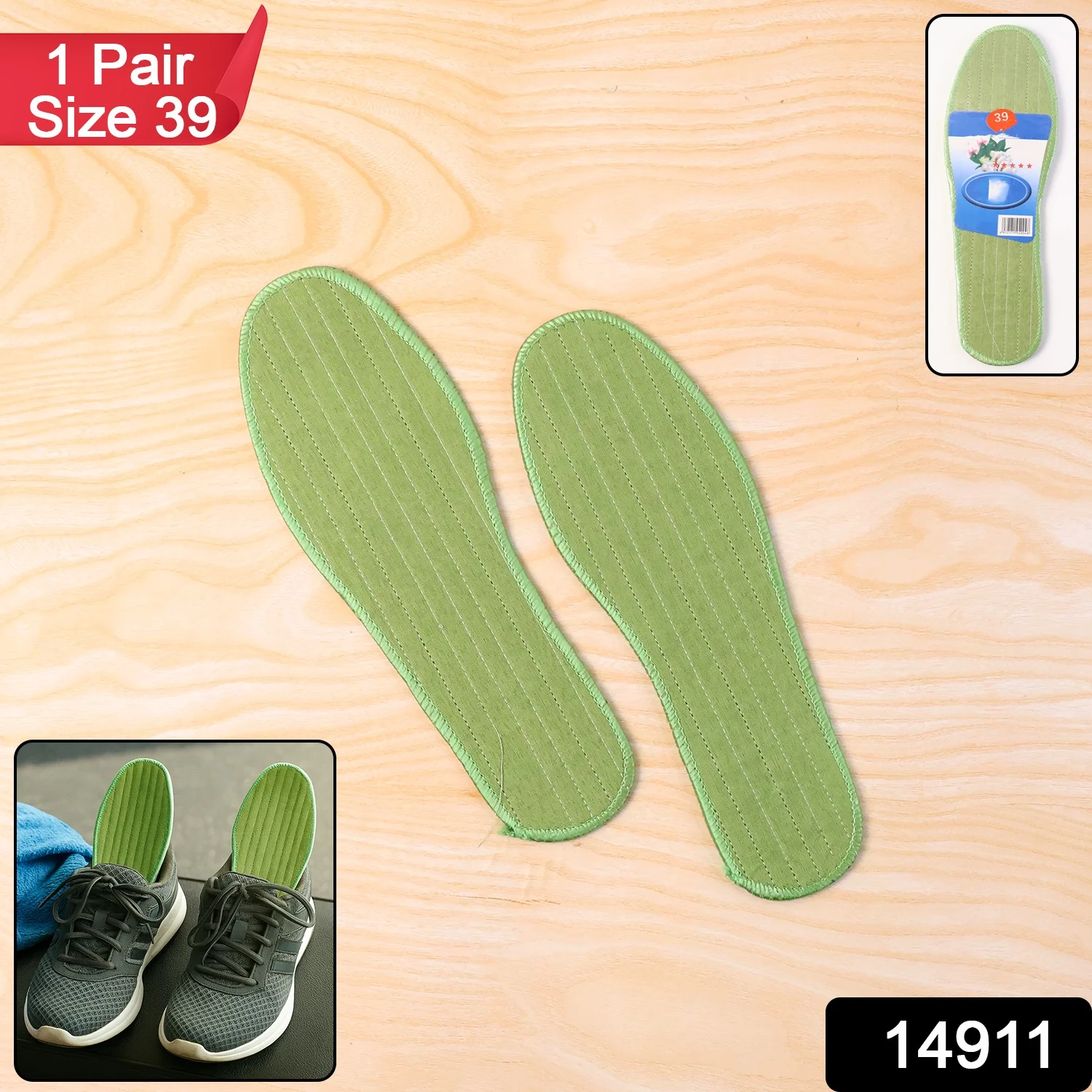 Premium Comfort Shoe Insoles for Daily Foot Support Size 39 (1 Pair / Mix Design) - Image 2