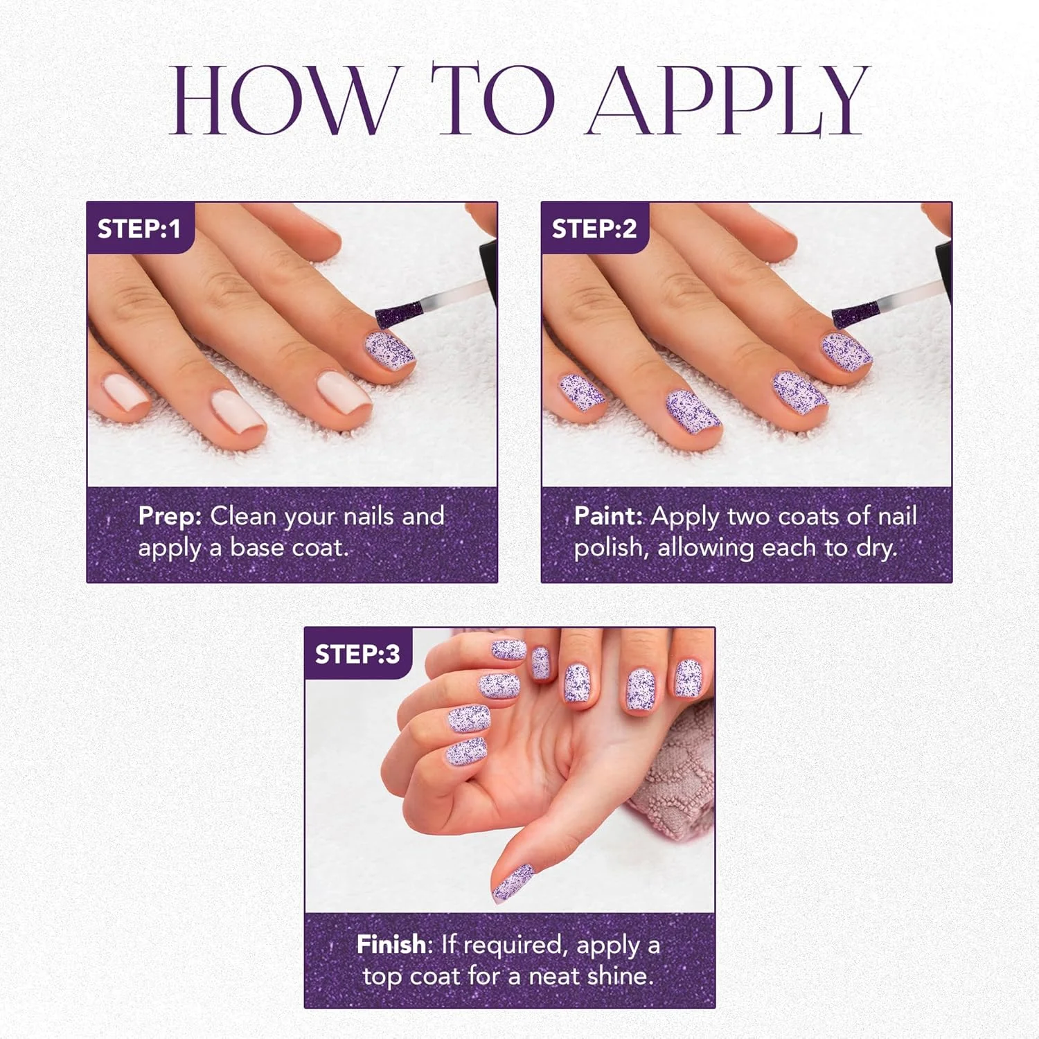 OG Beauty Purple Dazzle Starlet Glitter Nail Paint (10 ML / 1 Pc) - Image 4