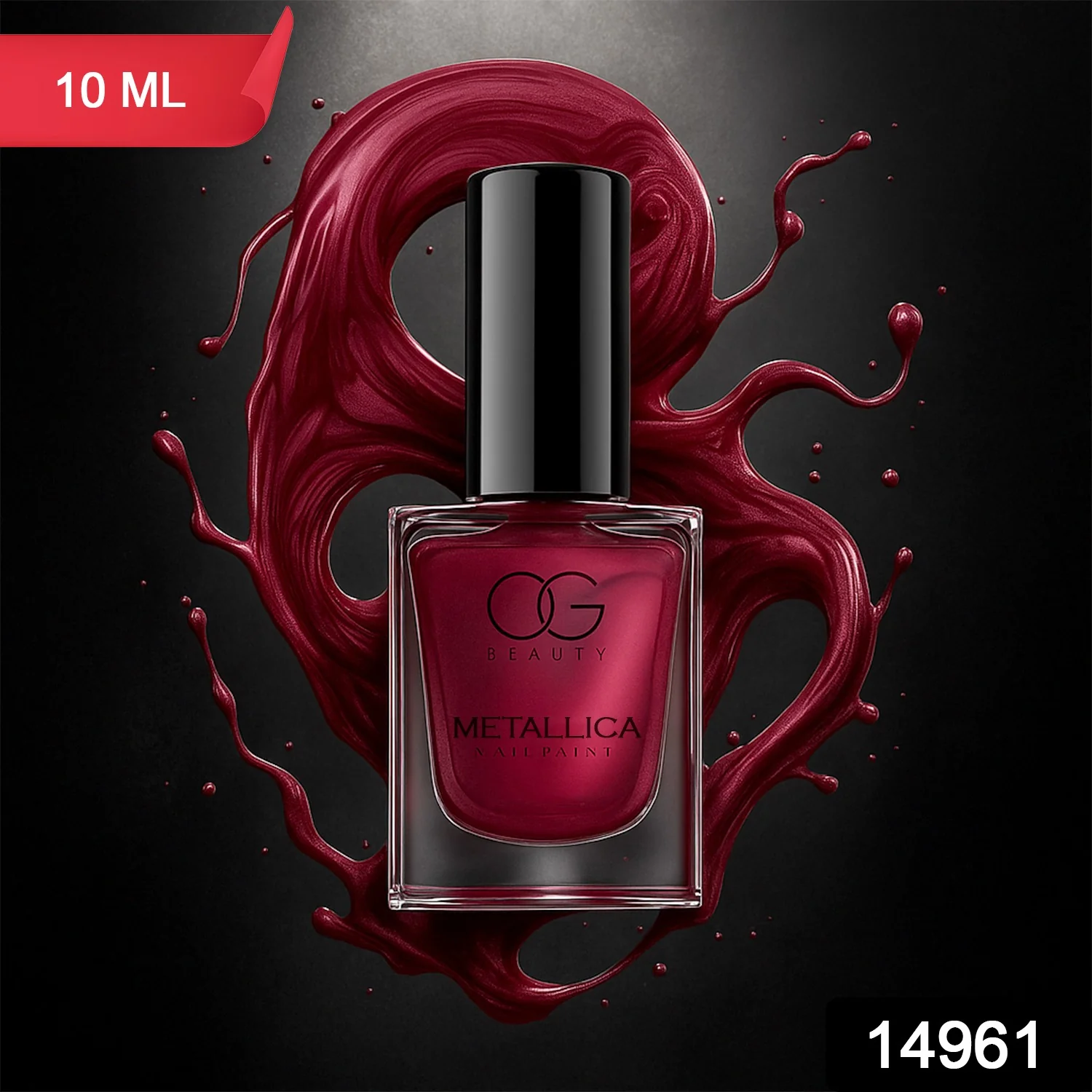 OG Beauty Premium Scarlet Red Metallica Nail Polish (1 Pc / 10 ML) - Image 2