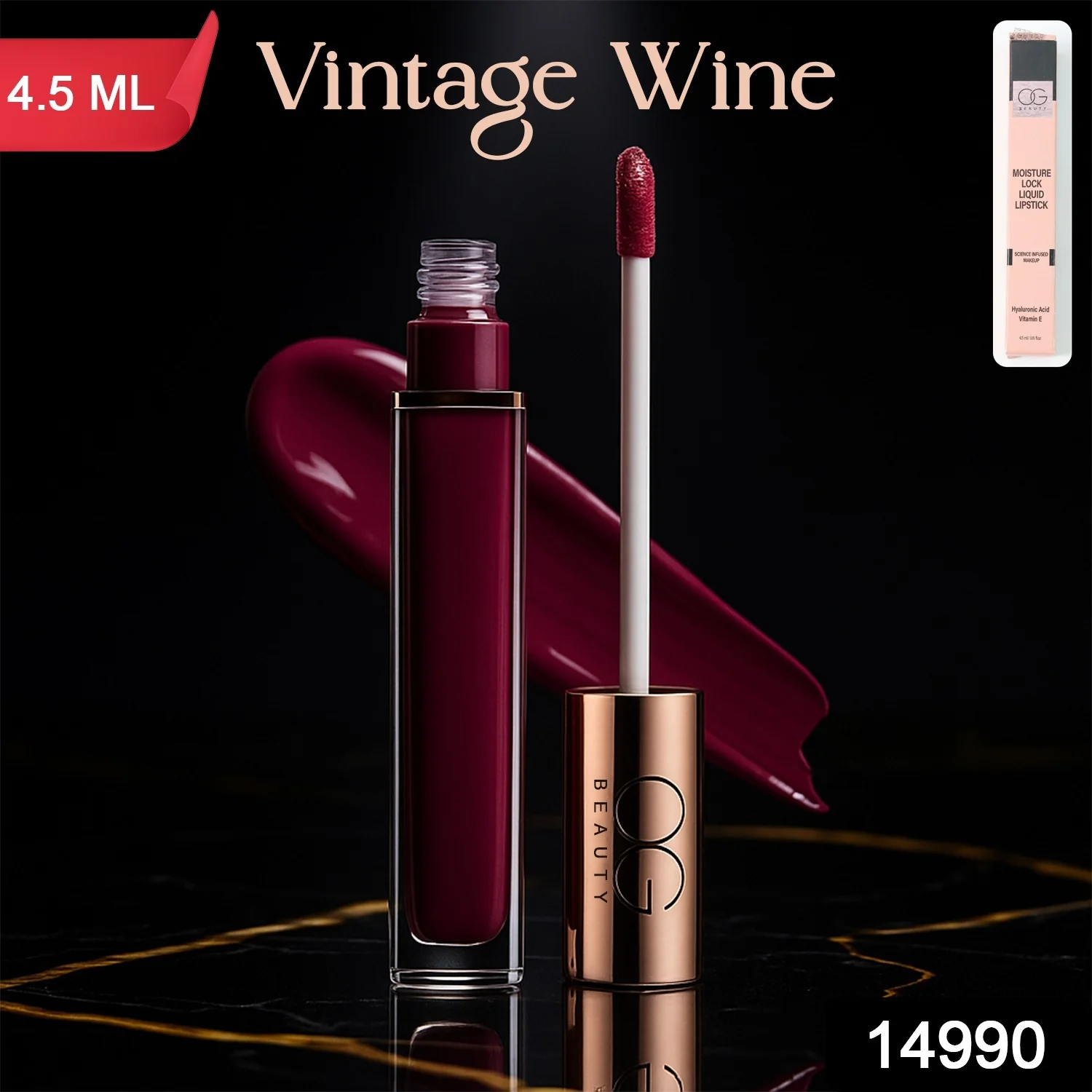 OG Beauty Vintage Wine Moisture Lock Liquid Lipstick (4.5 ML / 1 Pc) - Image 2