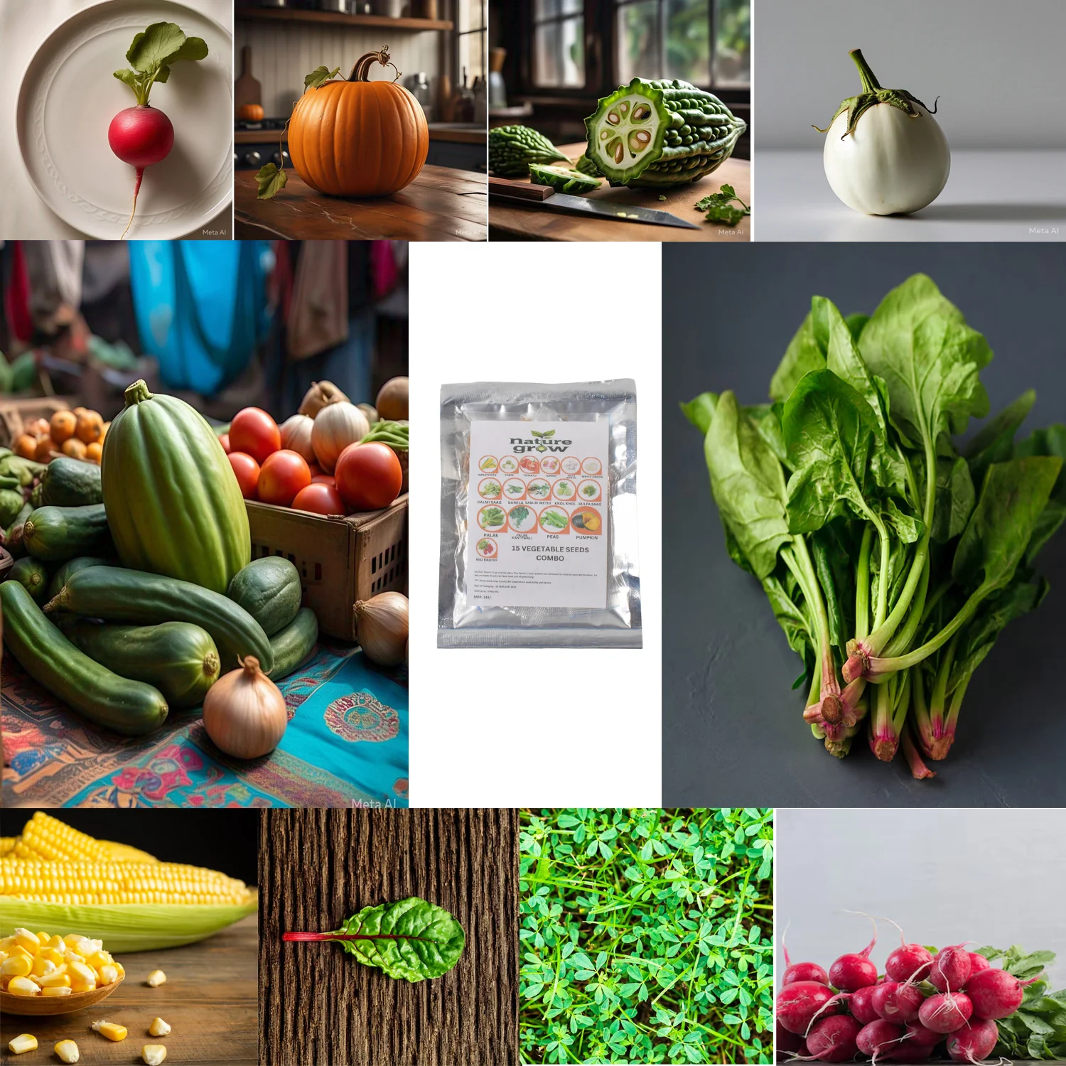 15 Varieties of Vegetable Seeds Combo (1 Pkt. / 15 Varieties) - Image 7