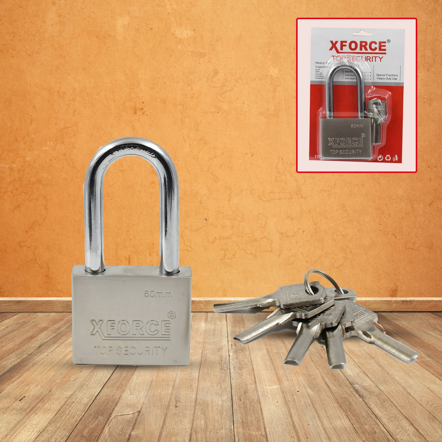 Multipurpose Solid 4 Keys Padlock 60 mm / 1 Pc) - Image 4