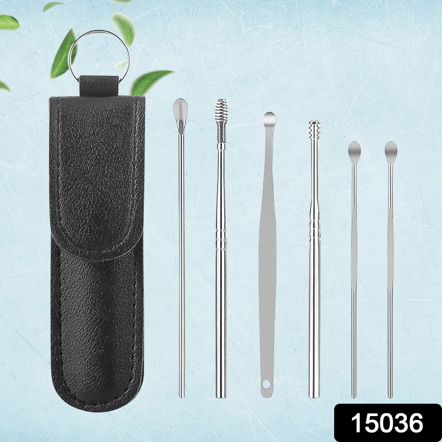 6-in-1 Ear Wax Cleaner- Resuable Ear Cleaning Tools Leather Pouch - Image 2