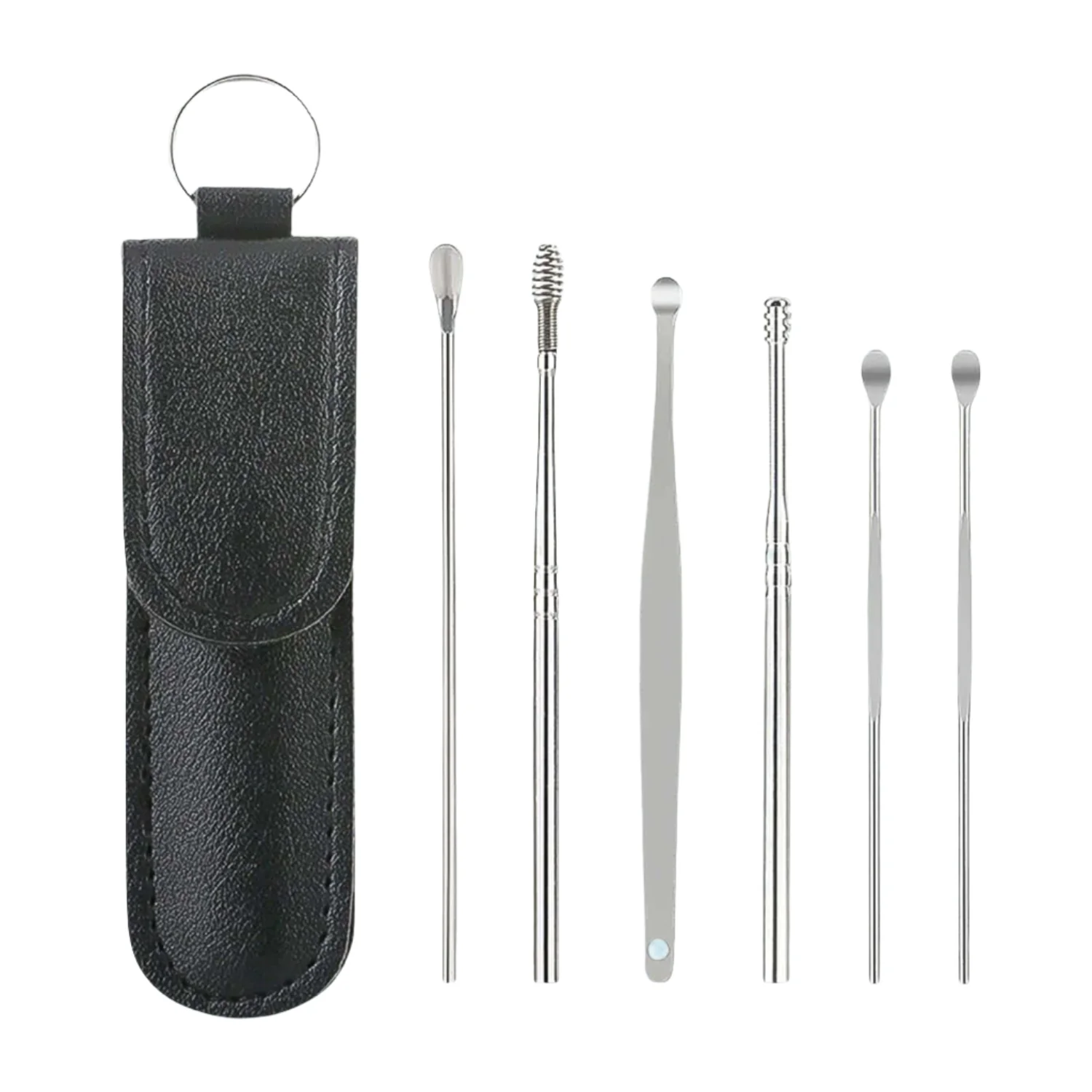 6-in-1 Ear Wax Cleaner- Resuable Ear Cleaning Tools Leather Pouch - Image 5