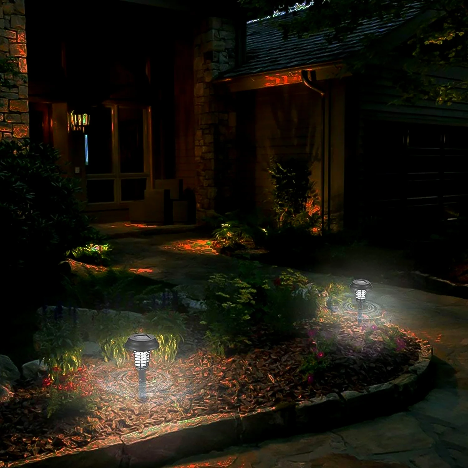 Garden Lighting UV LED Solar Powered LED Mosquito Trap / Bug Zapper  (2 Pc) - Image 3