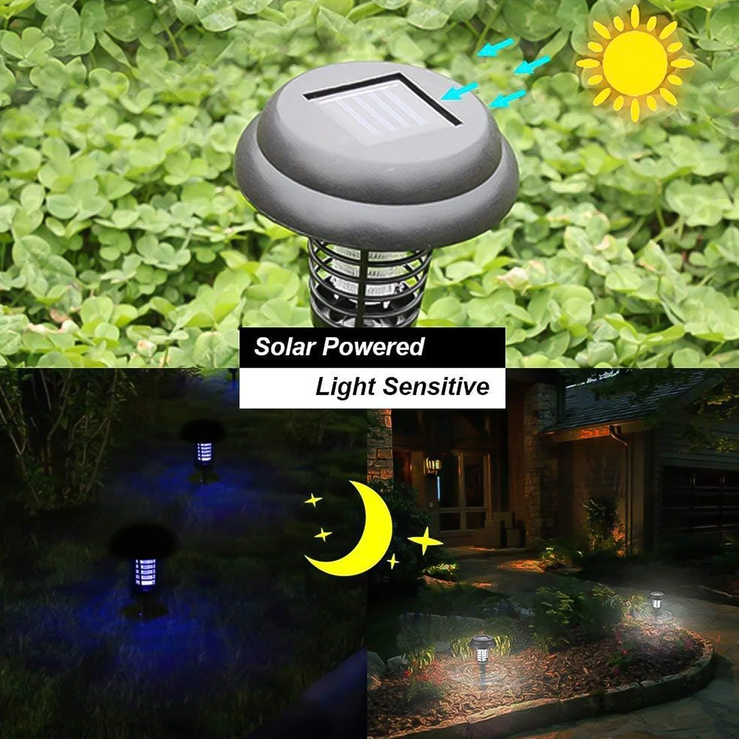 Garden Lighting UV LED Solar Powered LED Mosquito Trap / Bug Zapper  (2 Pc) - Image 7
