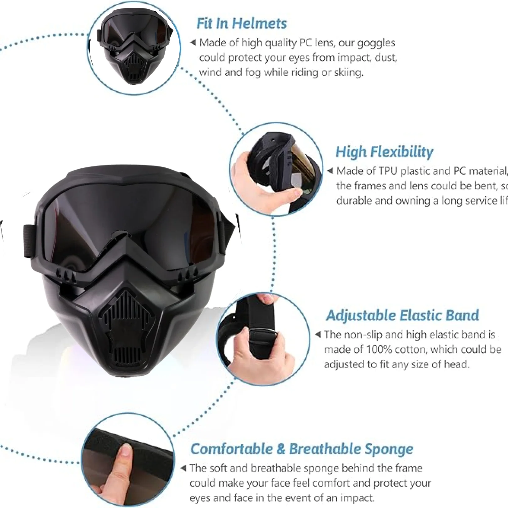 Motorcycle Goggles Off-Road Helmet Goggles Windproof Glasses Goggles Mask (1 Pc) - Image 3