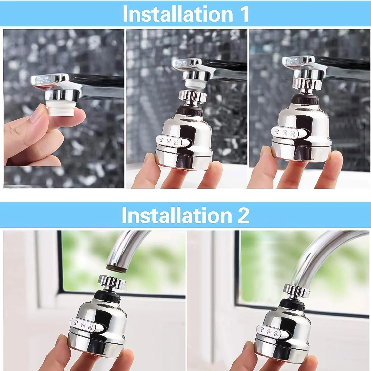 Faucet Sprayer Head, 360° Rotatable Faucet Extension (1 Set) - Image 4