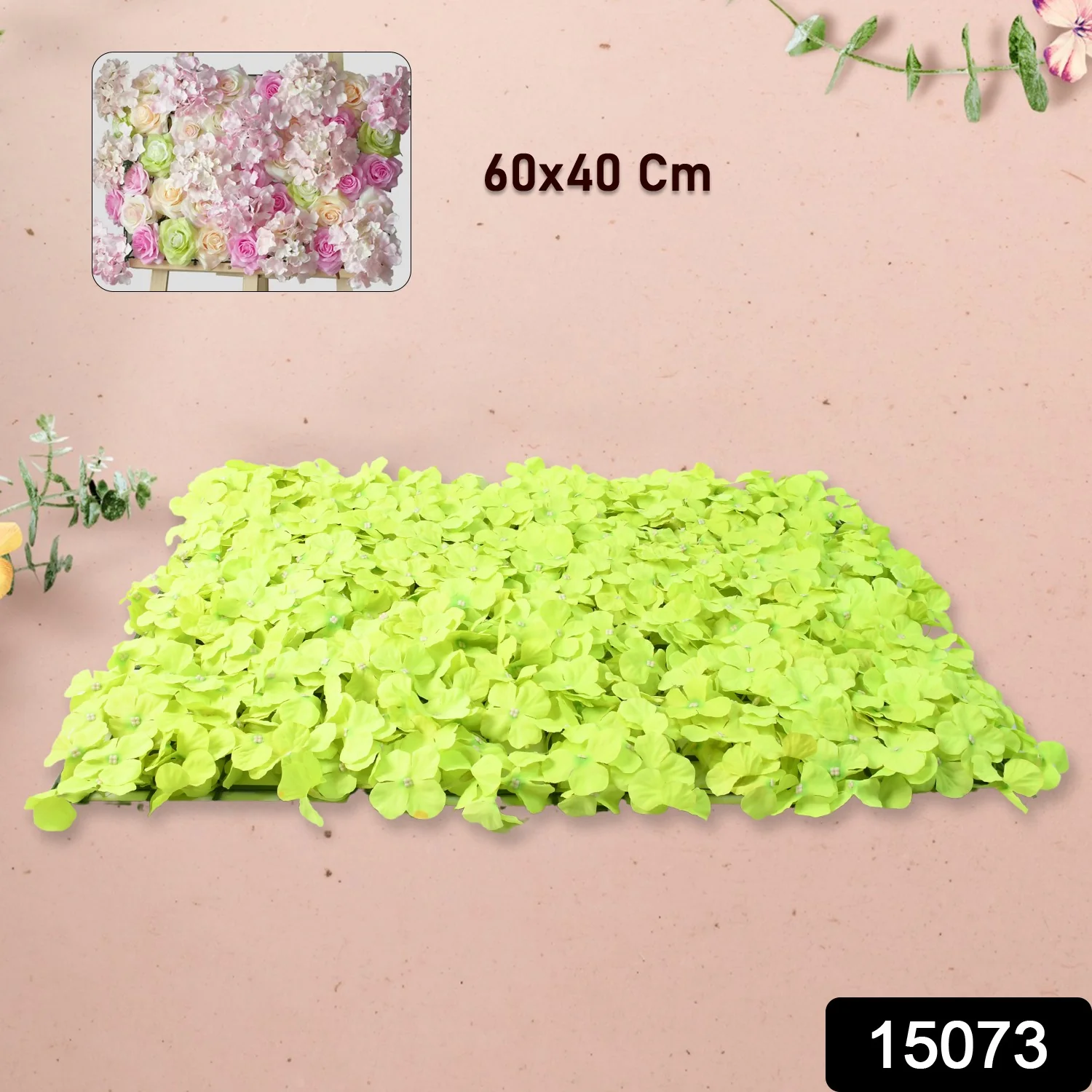 Plastic Wall Artificial Flowers Plant Base (60×40 CM / 1 Pc) - Image 2