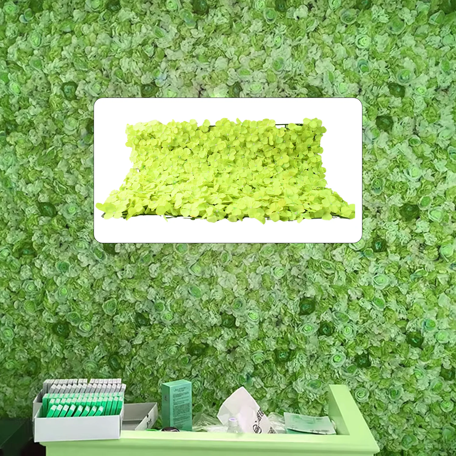 Plastic Wall Artificial Flowers Plant Base (60×40 CM / 1 Pc) - Image 4