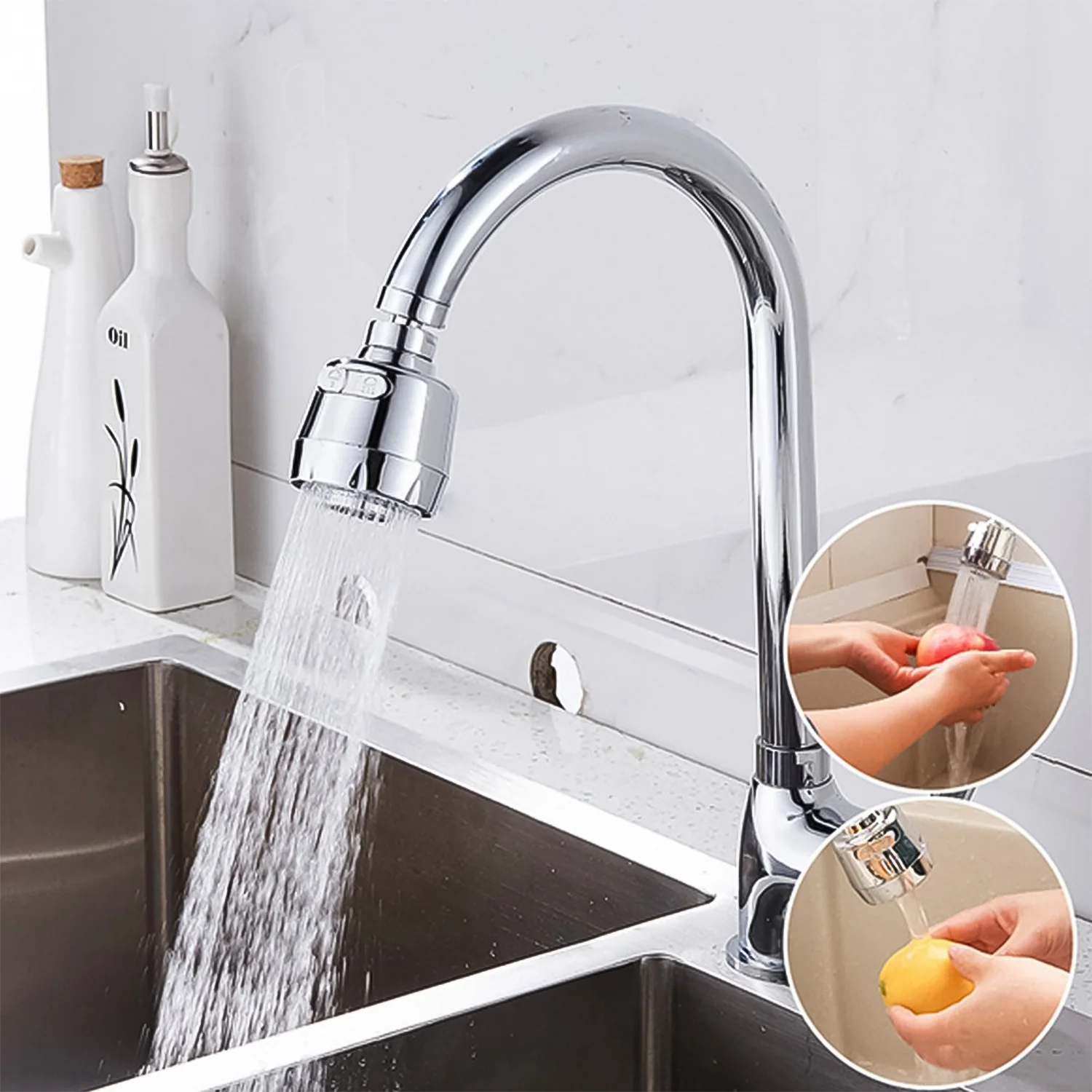 Plastic 360 Degree Rotating Water-Saving Faucet Sprayer Head (3.5 Inch) - Image 4