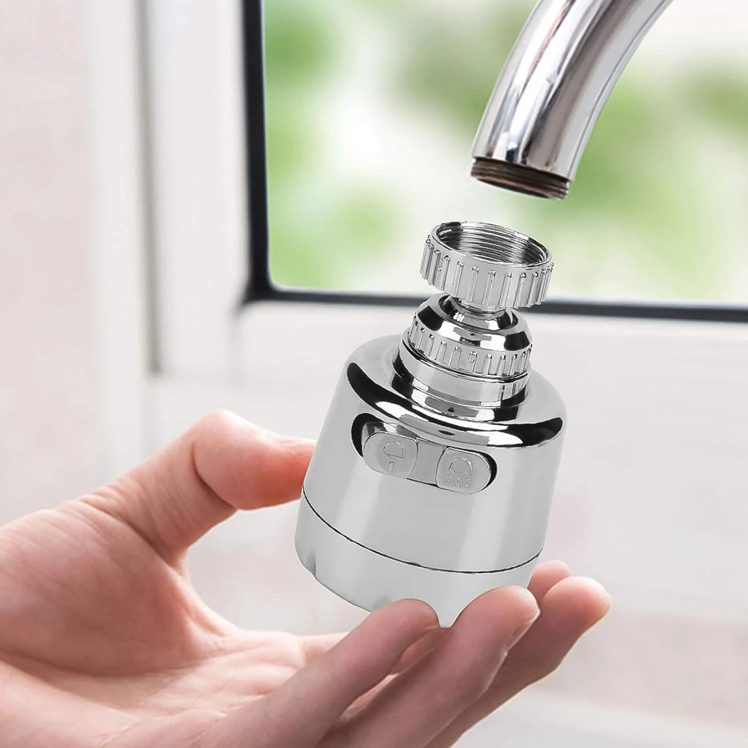 Plastic 360 Degree Rotating Water-Saving Faucet Sprayer Head (3.5 Inch) - Image 5
