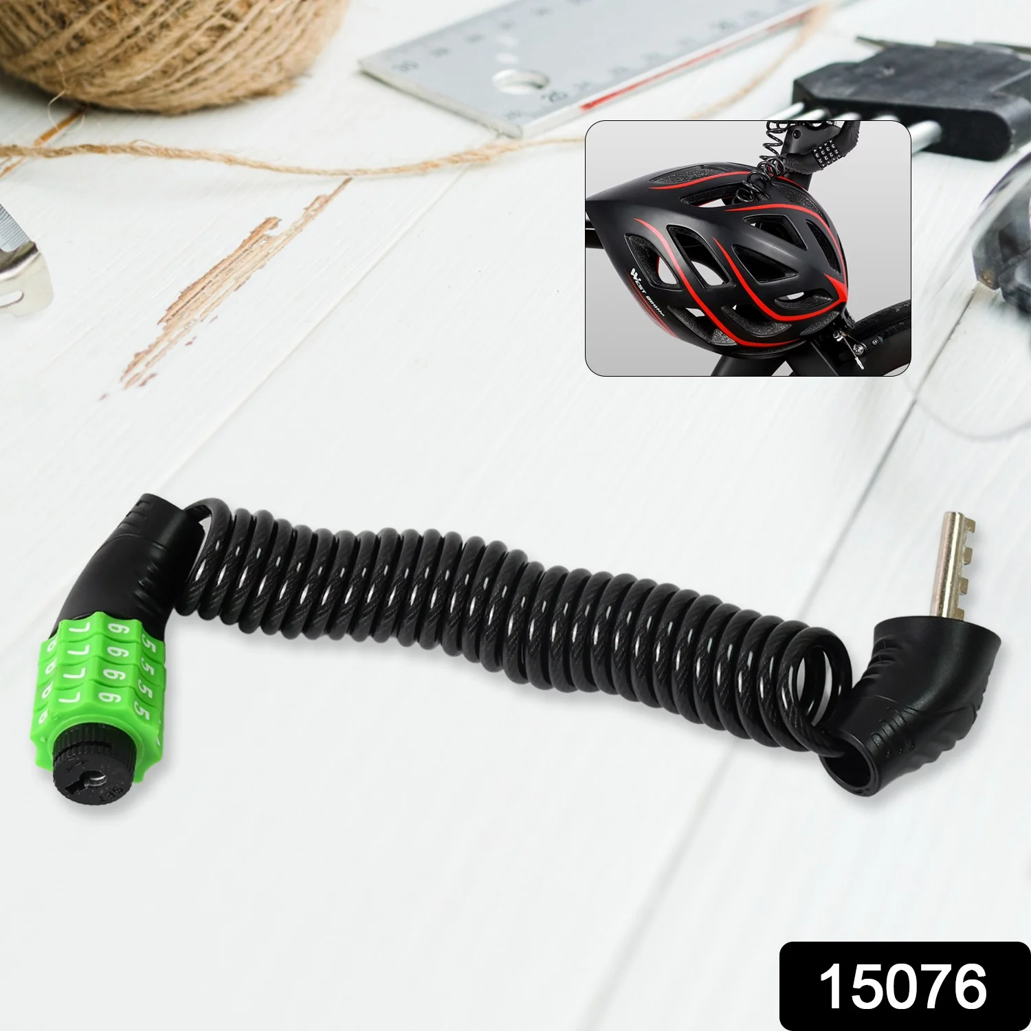 Spiral Cable Lock | 4-Digit Combination Code | Bicycle Security Lock (1 Pc) - Image 2