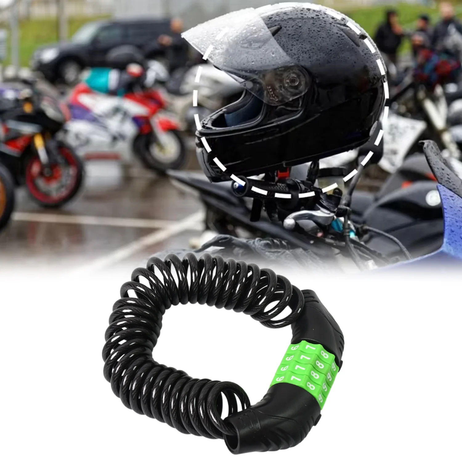 Spiral Cable Lock | 4-Digit Combination Code | Bicycle Security Lock (1 Pc) - Image 3