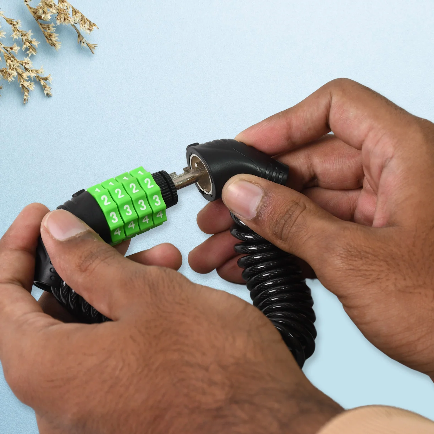 Spiral Cable Lock | 4-Digit Combination Code | Bicycle Security Lock (1 Pc) - Image 6