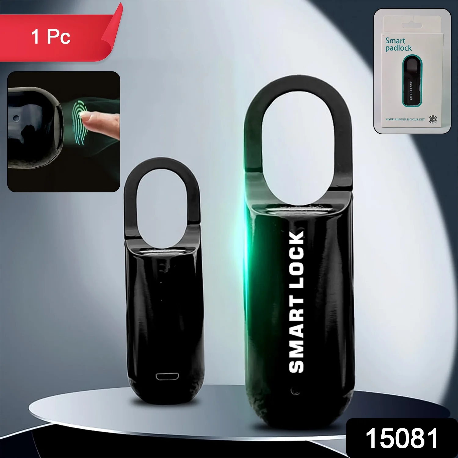 Small USB Rechargeable Smart Fingerprint Padlock for Locker - Image 2