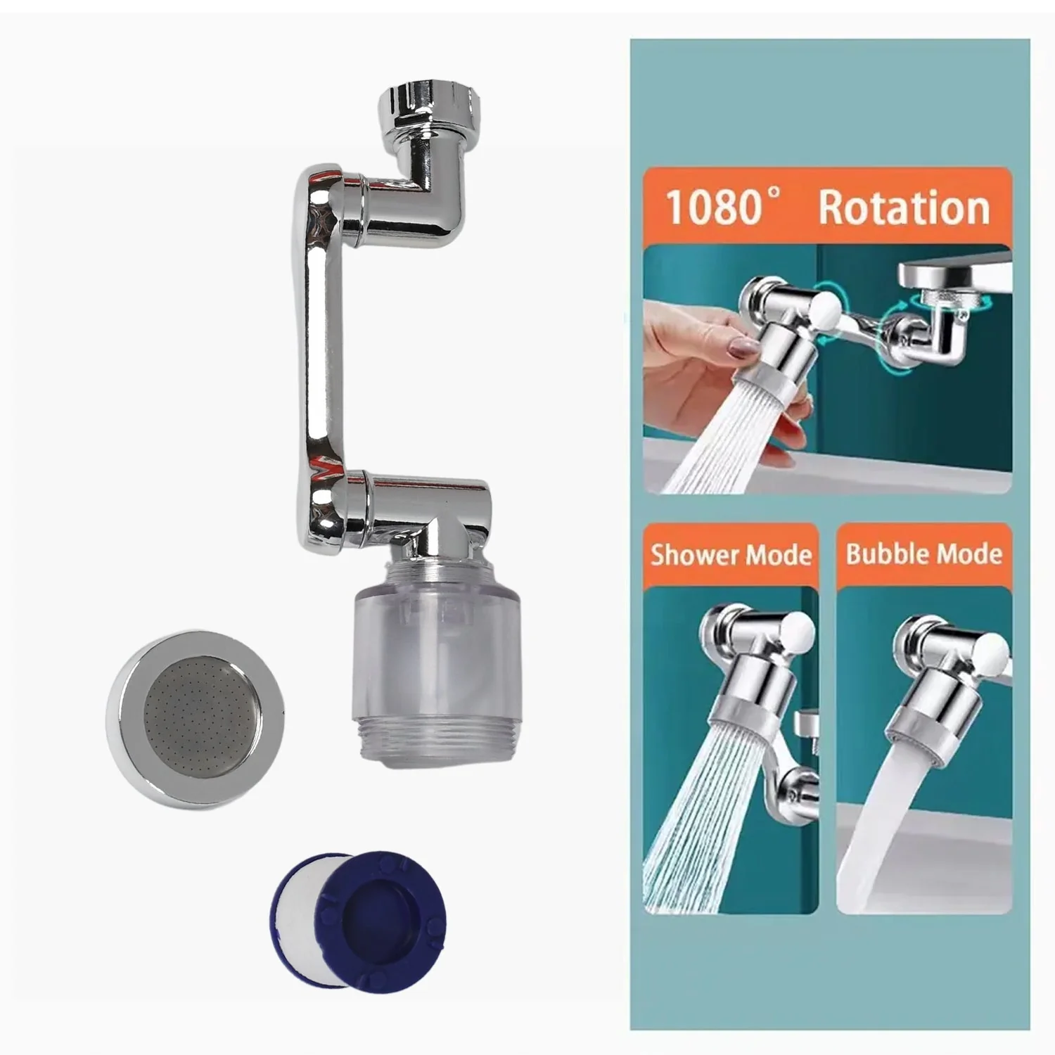 Rotating Splash Filter Faucet Sprayer Head Double O-ring Design For Bathroom Kitchen - Image 9