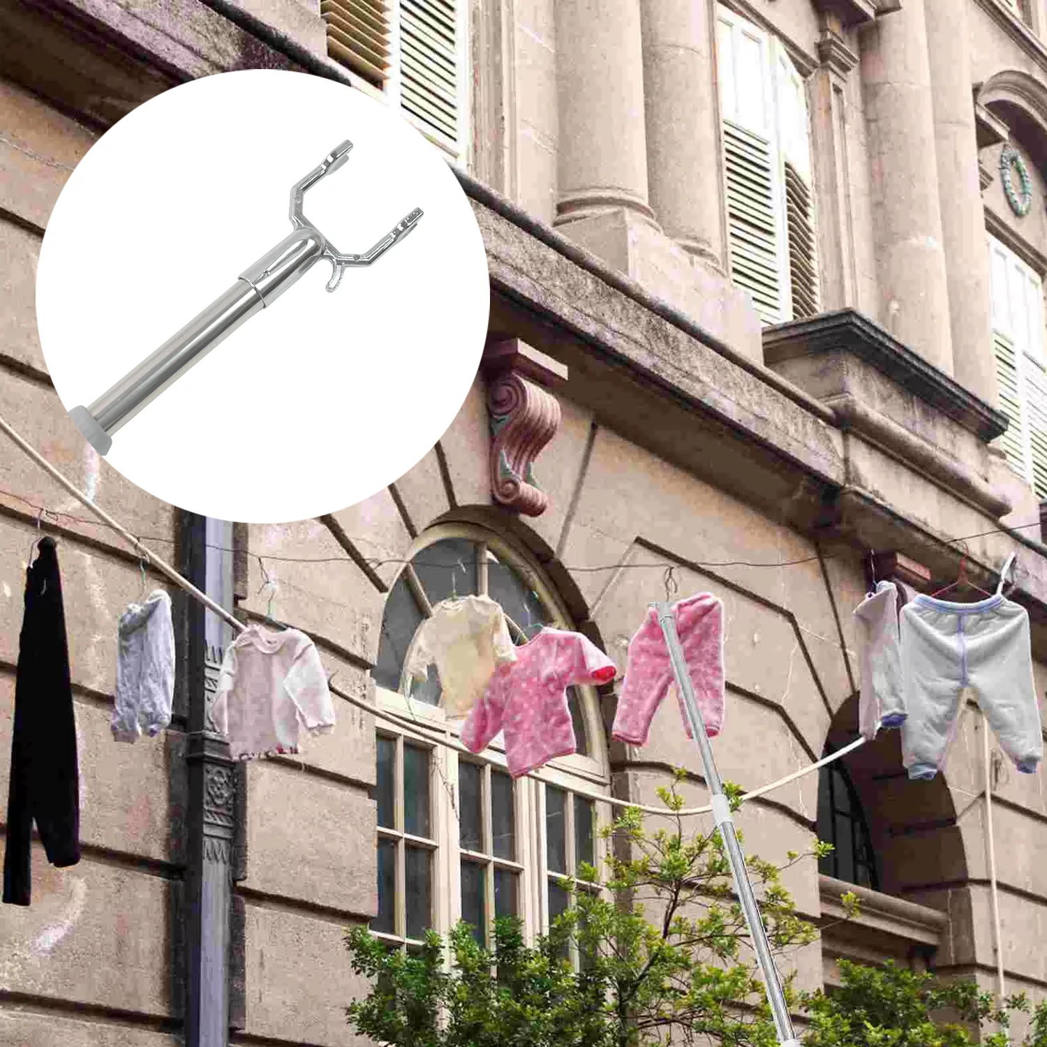 Stainless Steel Telescopic Pole Clothes Hooks Hanger (1 Pc / 155 cm) - Image 6