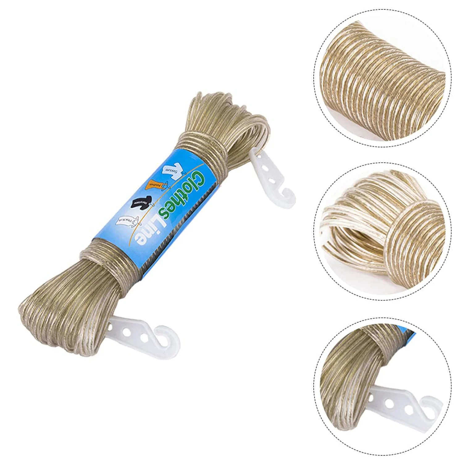 Clothesline Portable Travel Clothesline Adjustable with 2 Plastic Hooks (10 M Approx / 1 Pc) - Image 6