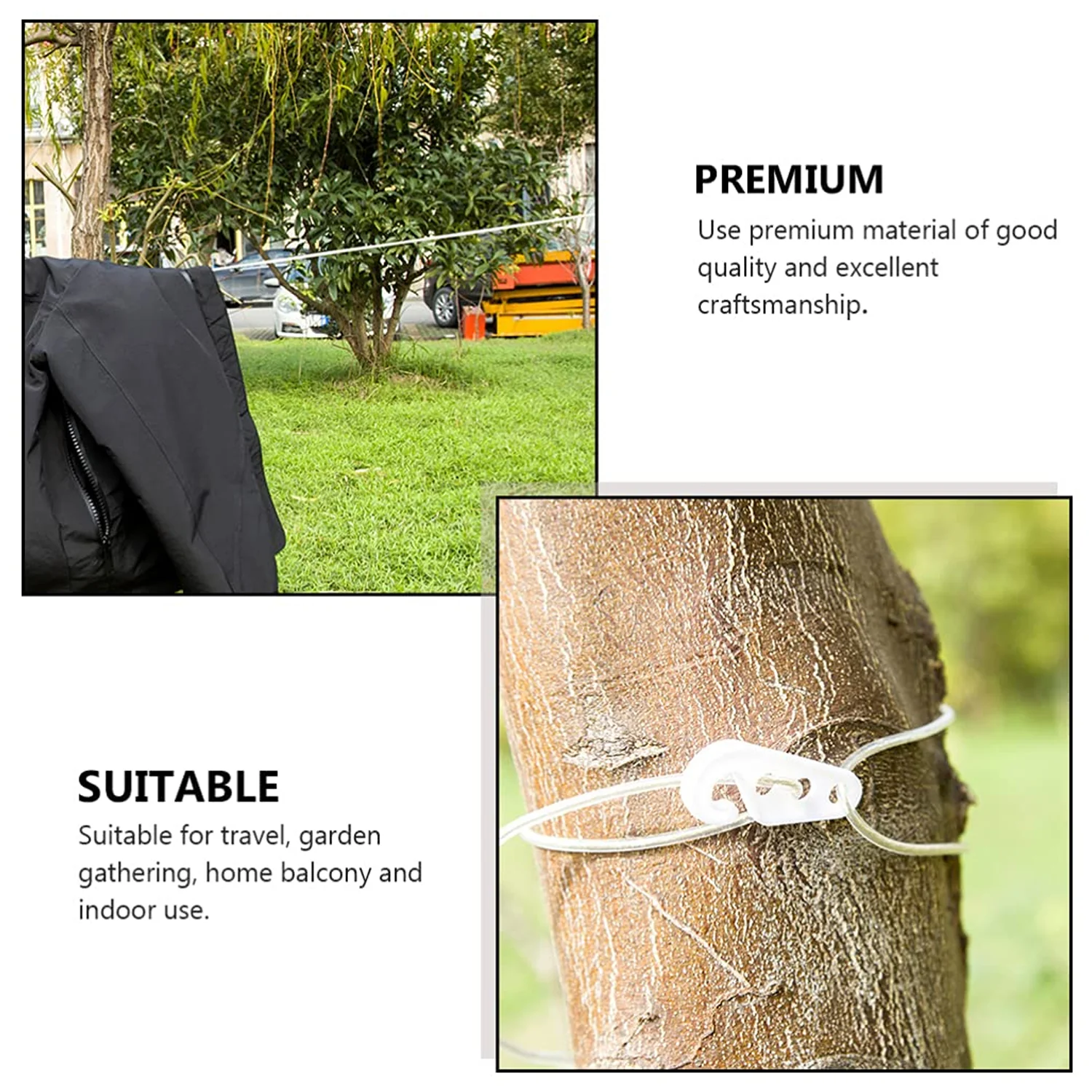 Clothesline Portable Travel Clothesline Adjustable with 2 Plastic Hooks (10 M Approx / 1 Pc) - Image 7
