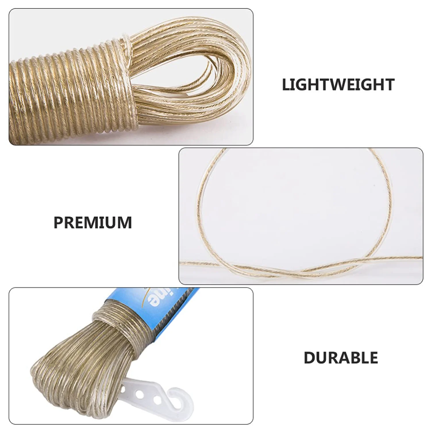 Clothesline Portable Travel Clothesline Adjustable with 2 Plastic Hooks (10 M Approx / 1 Pc) - Image 8