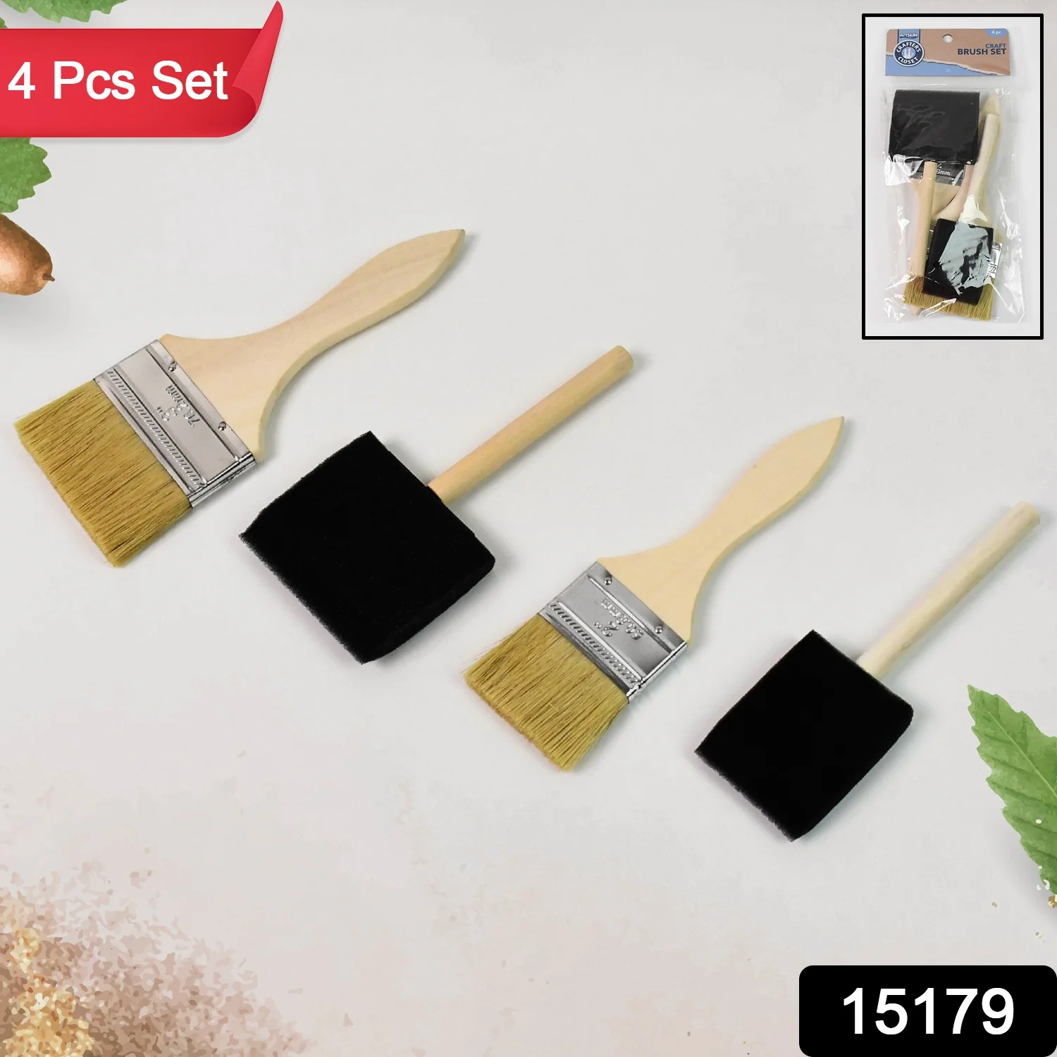 Paint Brush for Wall Painting & Foam Brush Painting Sponge Tool (4 Pcs Set) - Image 2