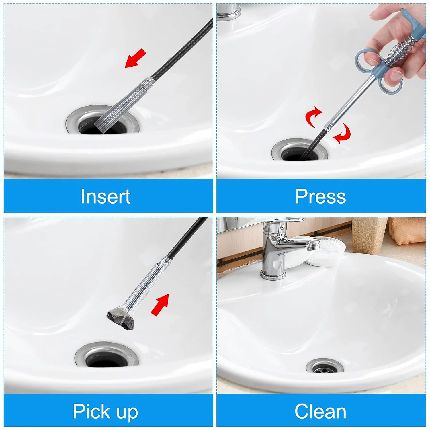 Flexible Spring Drain Cleaning Tool with Hand Grip (1 Pc / 196 Cm) - Image 6