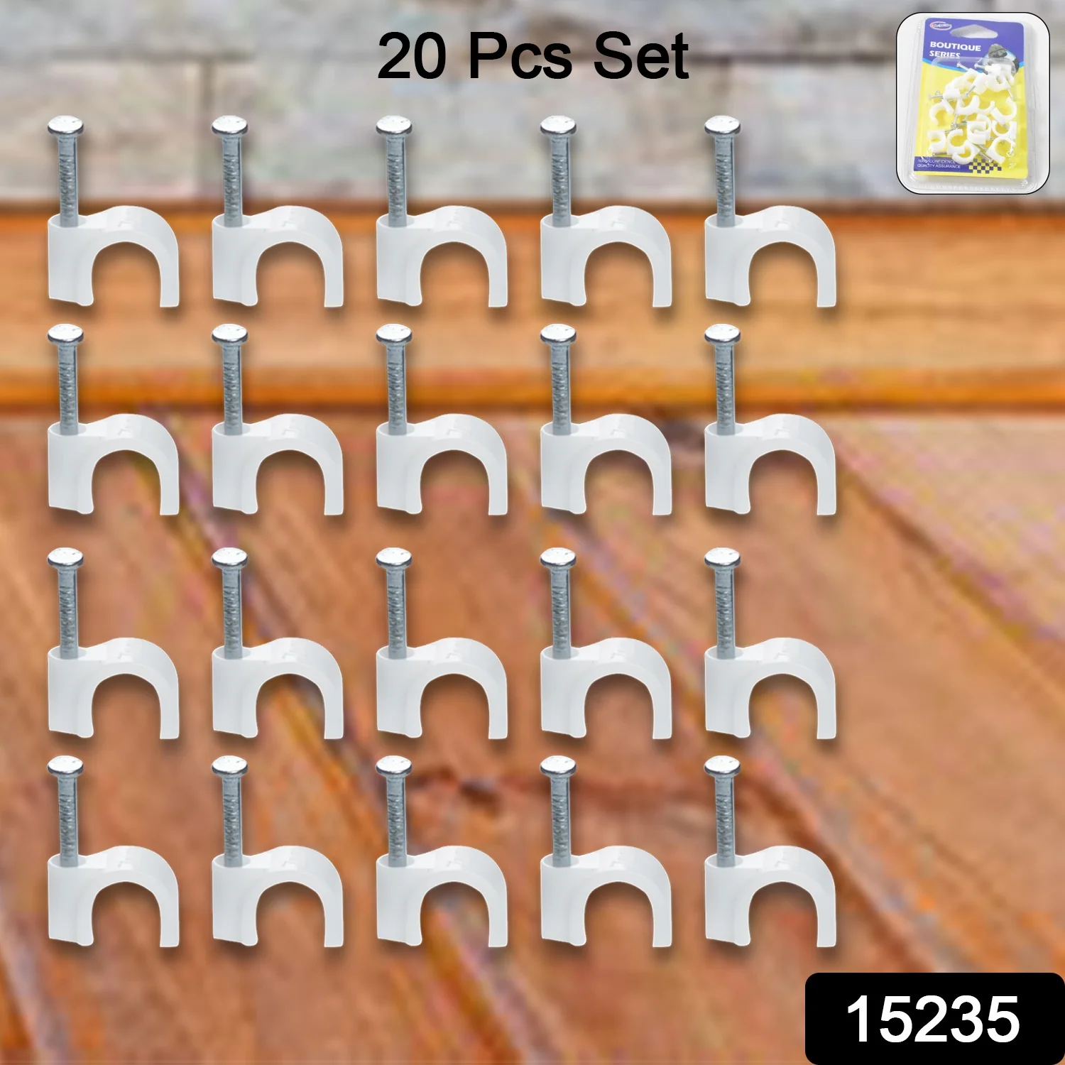 Wire Wall Clips, Plastic Cable Clips Round Wire Pins with Steel Nail (20 Pcs Set) - Image 3