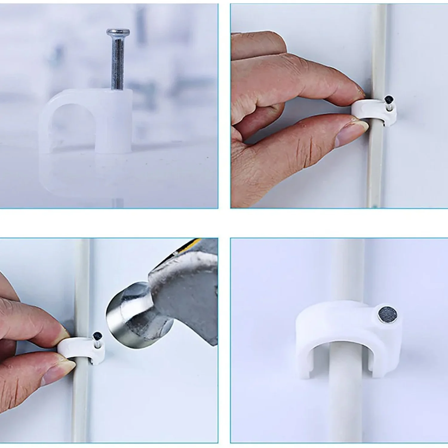 Wire Wall Clips, Plastic Cable Clips Round Wire Pins with Steel Nail (20 Pcs Set) - Image 5