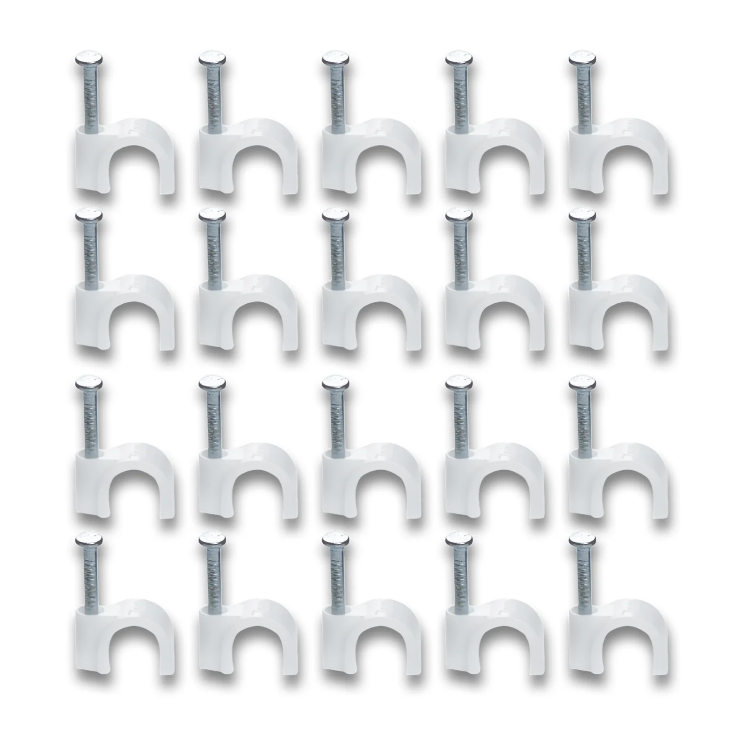Wire Wall Clips, Plastic Cable Clips Round Wire Pins with Steel Nail (20 Pcs Set) - Image 6
