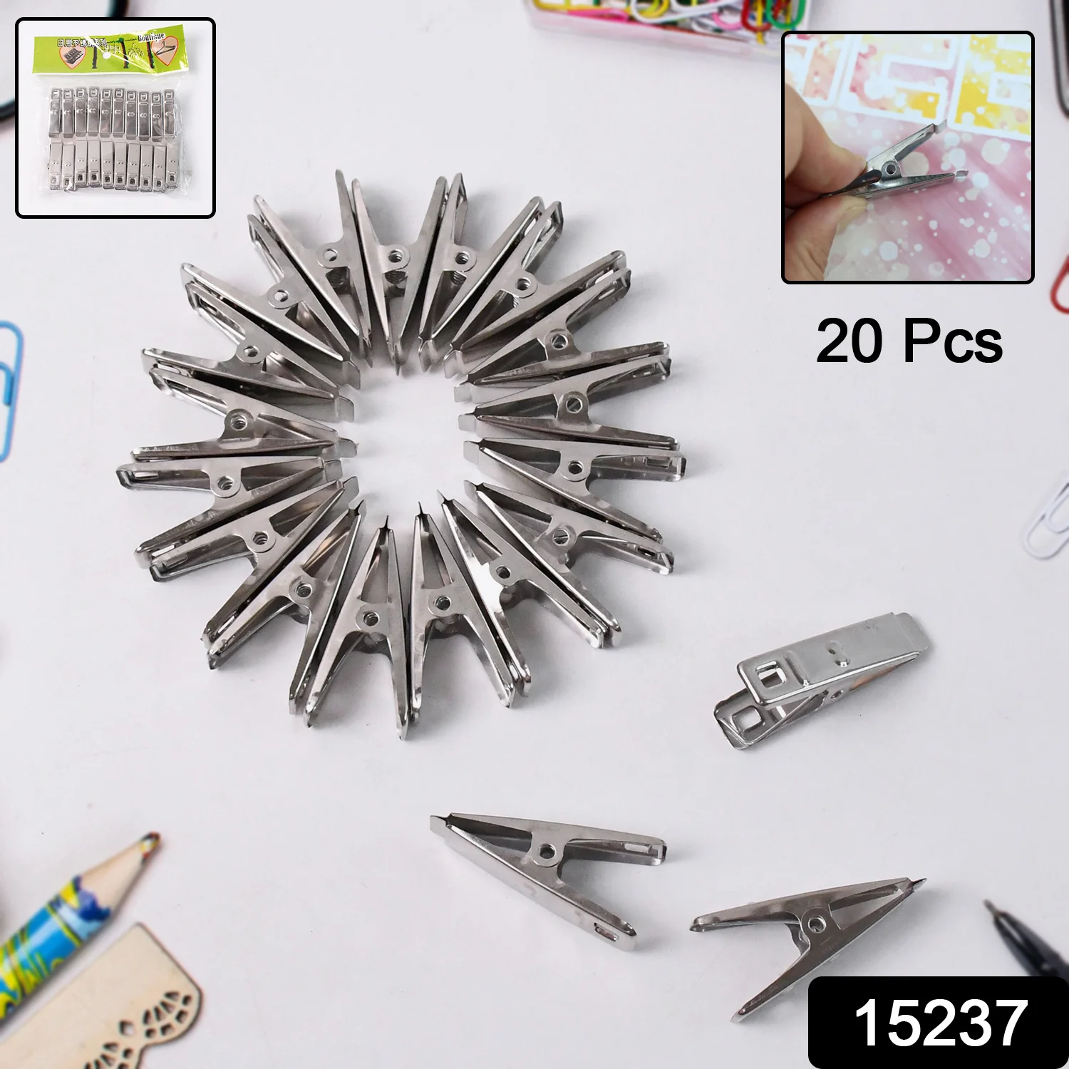Cloth Drying Pins Stainless Steel Cloth Clips (20 Pcs Set) - Image 2