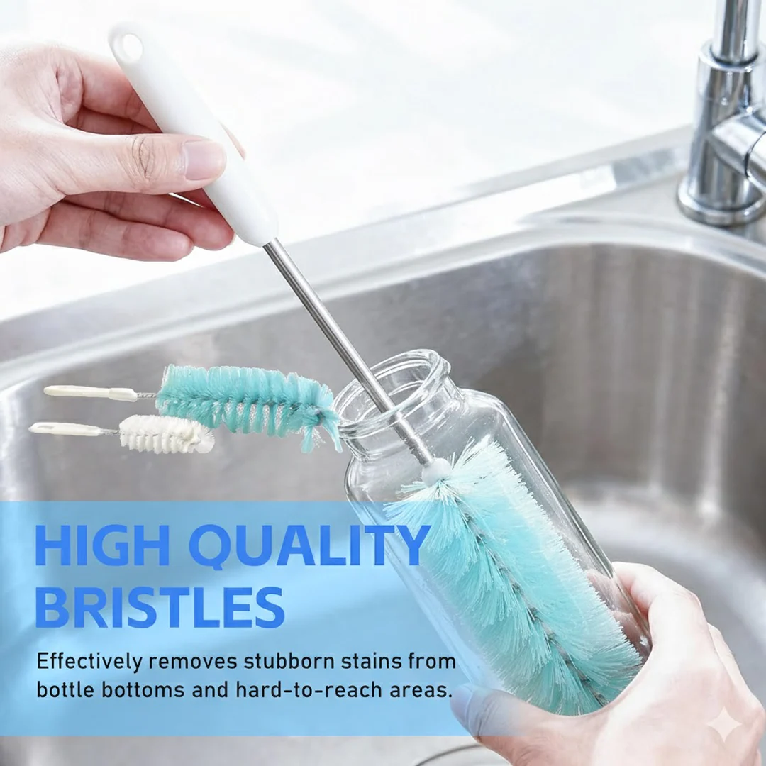 Long Handle Bottle Brush for Jars, Bottles & Containers Cleaning - Image 3