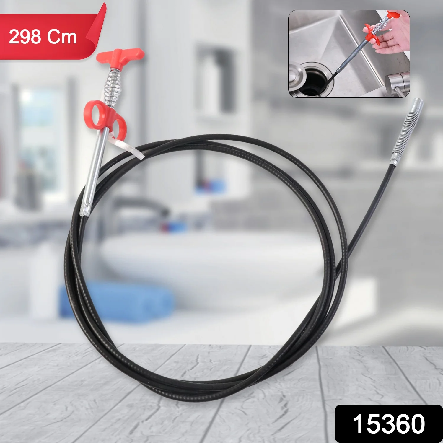 Flexible Spring Drain Cleaning Tool with Hand Grip (1 Pc / 298 Cm) - Image 2