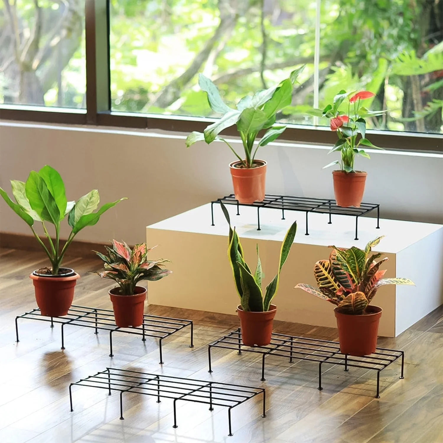 Metal Rectangle Flower plant stand for balcony (60×20 Cm / 2 Pc Set) - Image 3