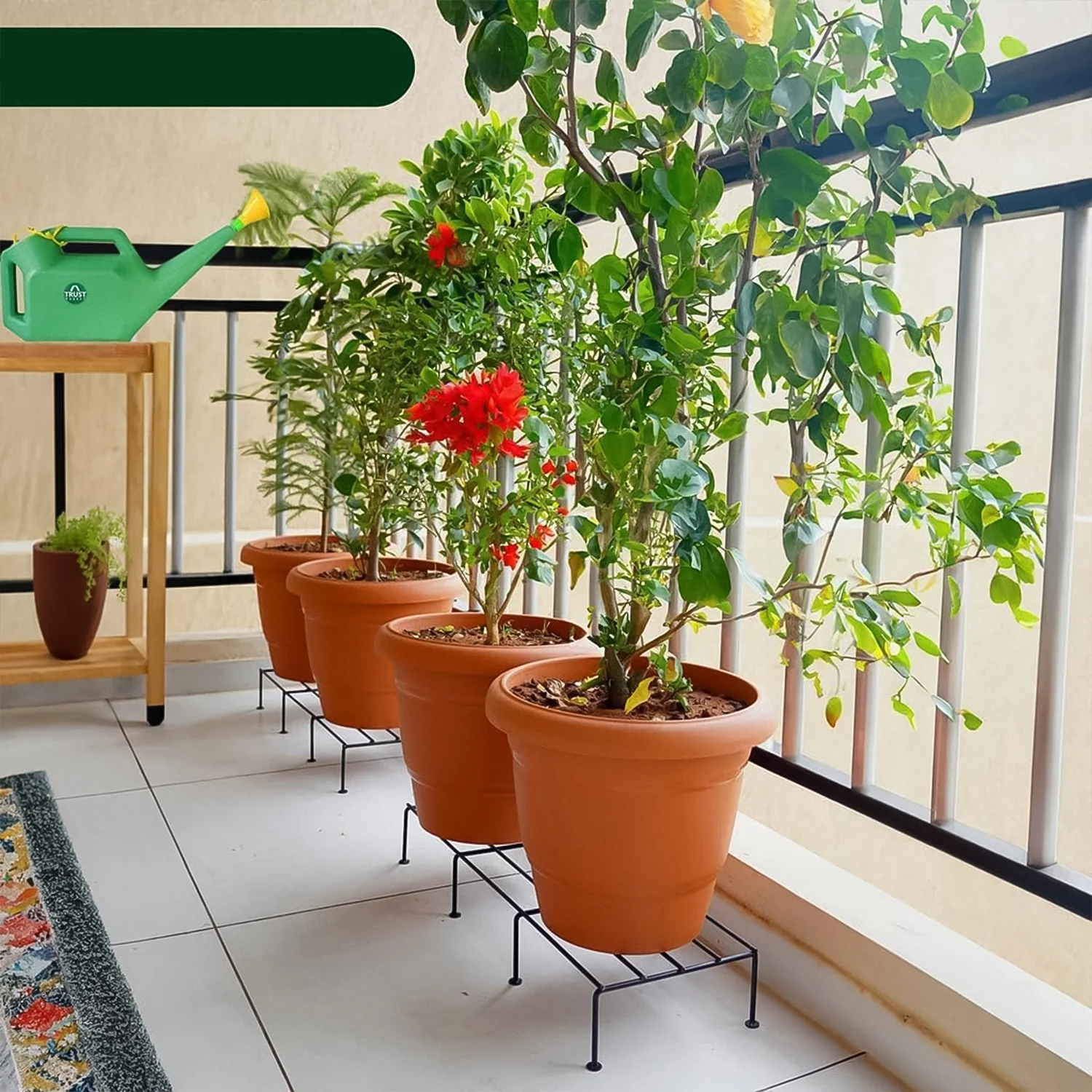 Metal Rectangle Flower plant stand for balcony (60×20 Cm / 2 Pc Set) - Image 4