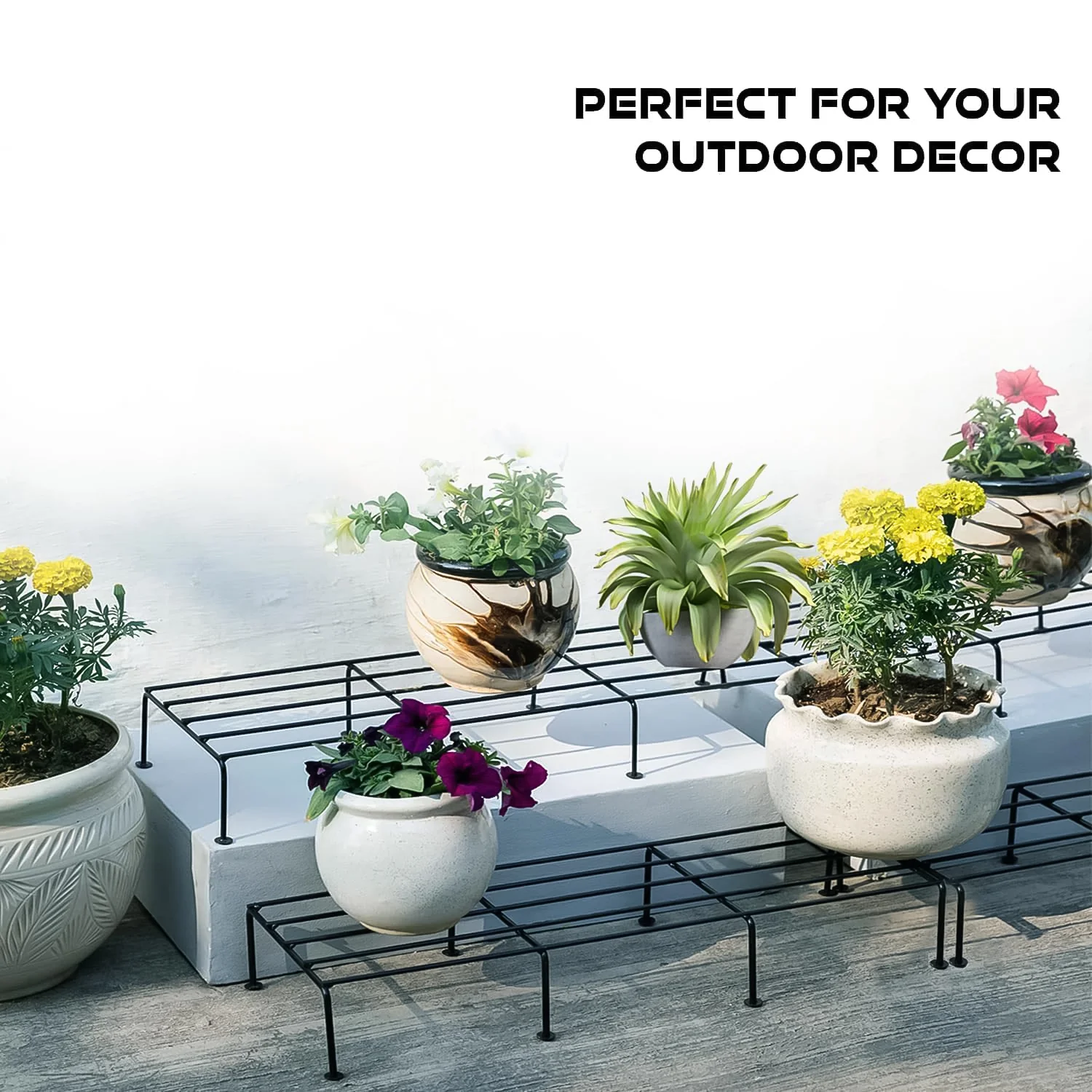 Metal Rectangle Flower plant stand for balcony (60×20 Cm / 2 Pc Set) - Image 6