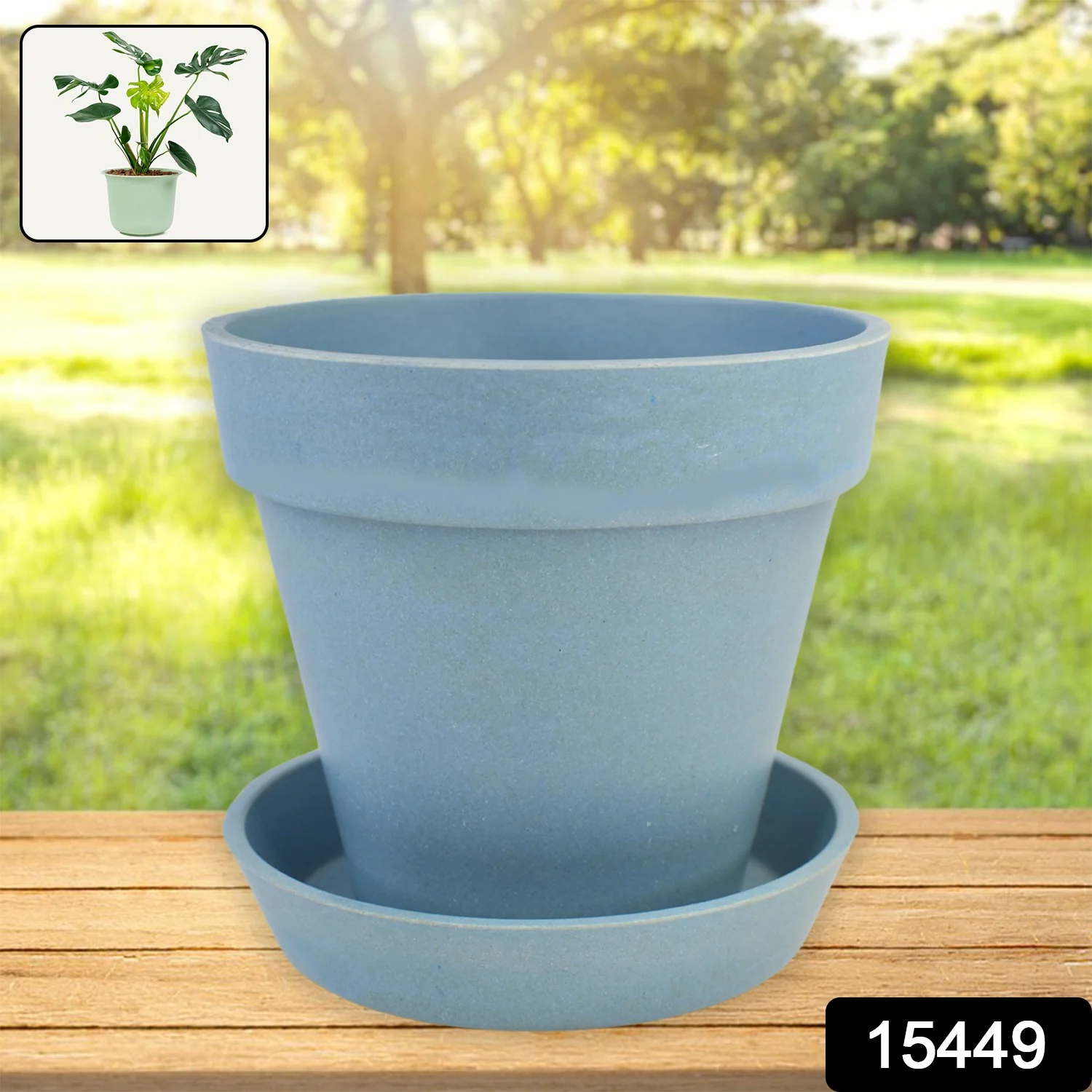 Heavy Plastic Flower pots With Tray (1 Pc) - Image 2